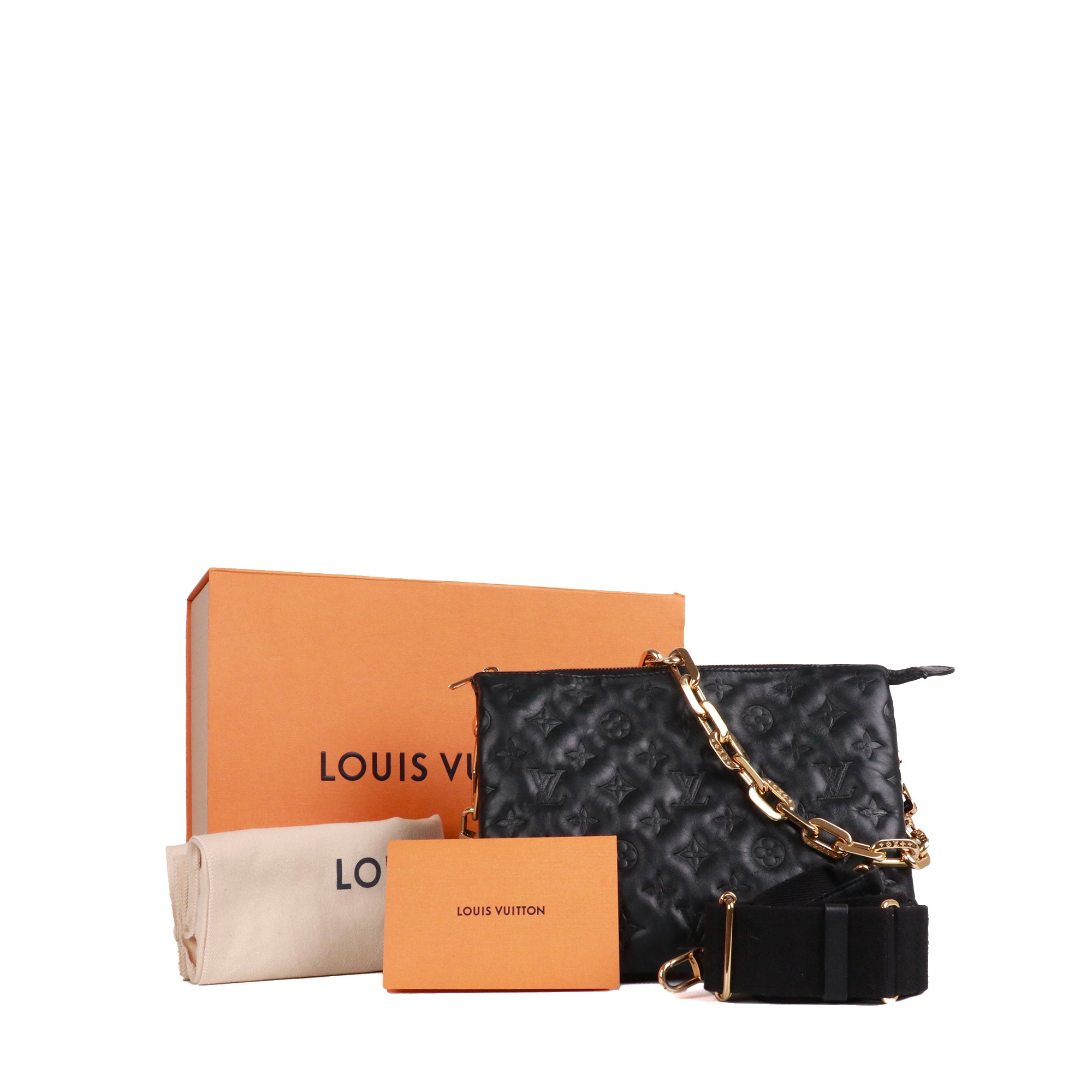 LOUIS VUITTON - Sac à bandoulière Coussin PM en cuir matelassé noir