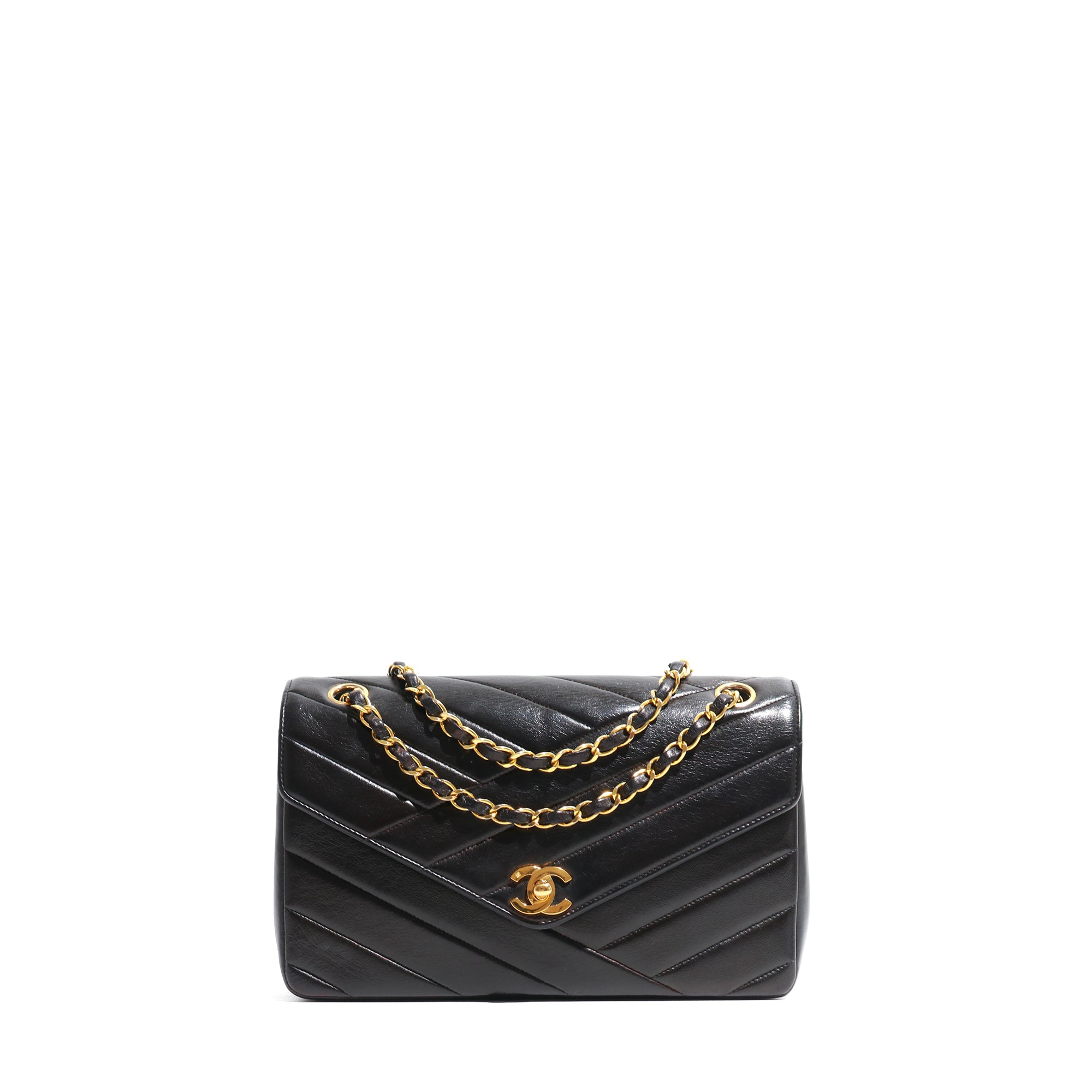 CHANEL - Sac à main Timeless 25 cuir chevrons noir édition limitée