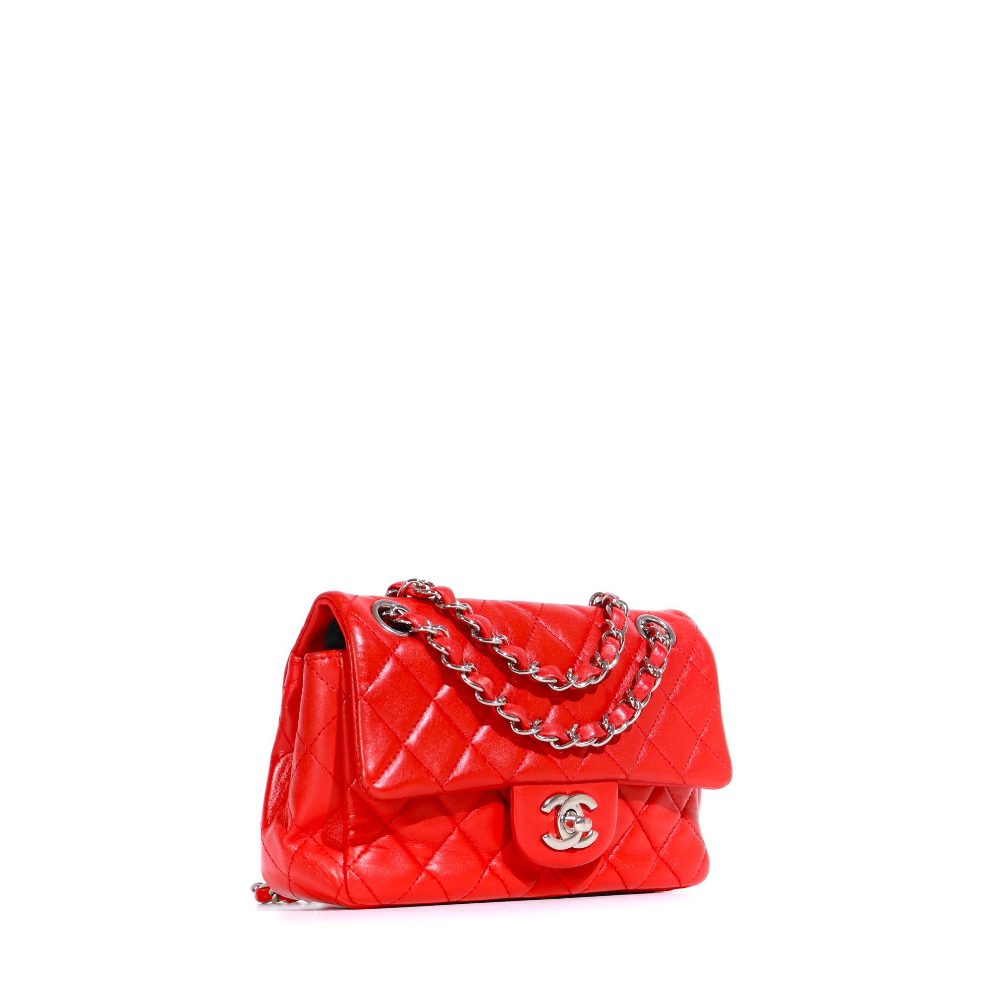 CHANEL - Sac à main Timeless Mini Rectangle en cuir rouge