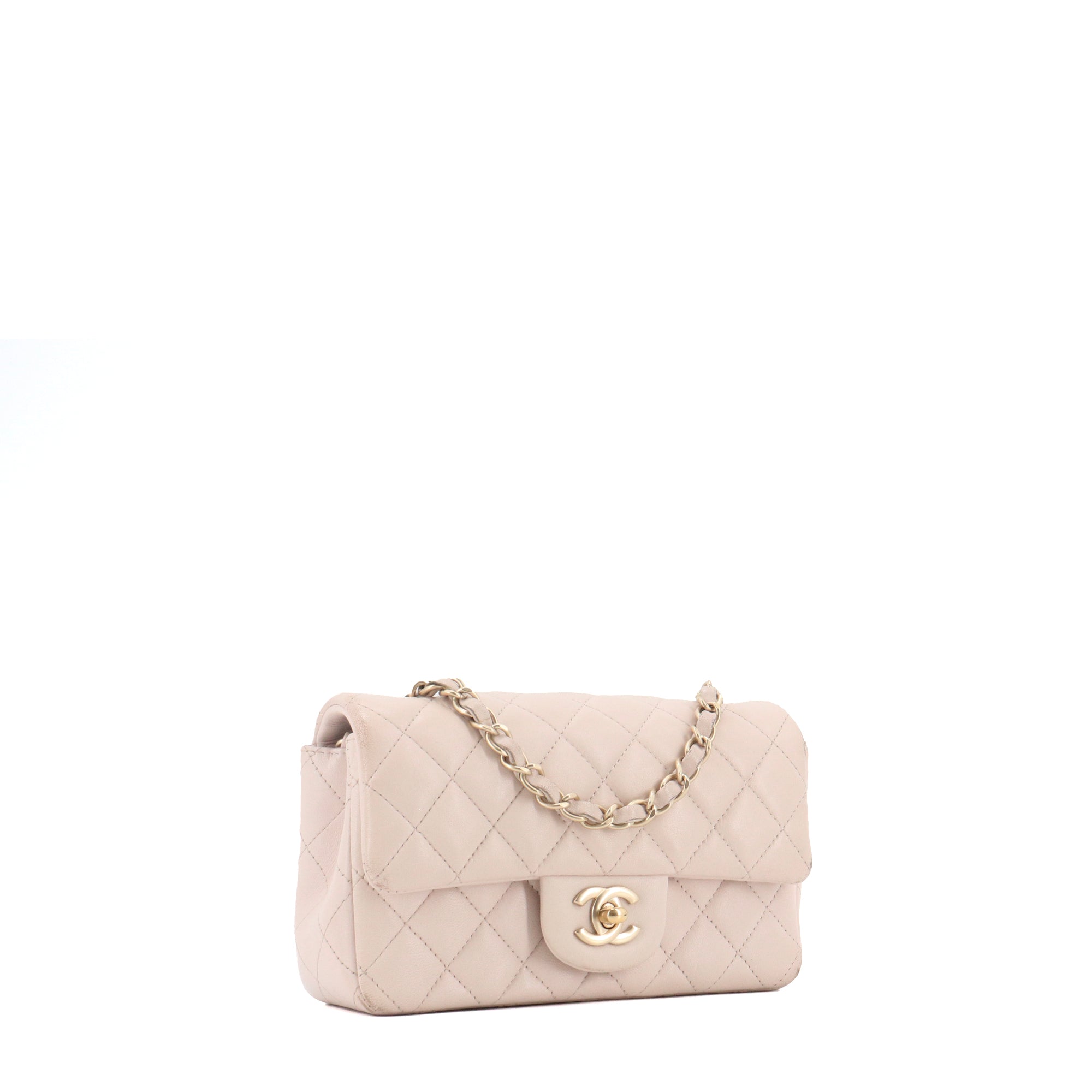 CHANEL - Sac à bandoulière Classique/Timeless Chanel mini rectangle en cuir beige