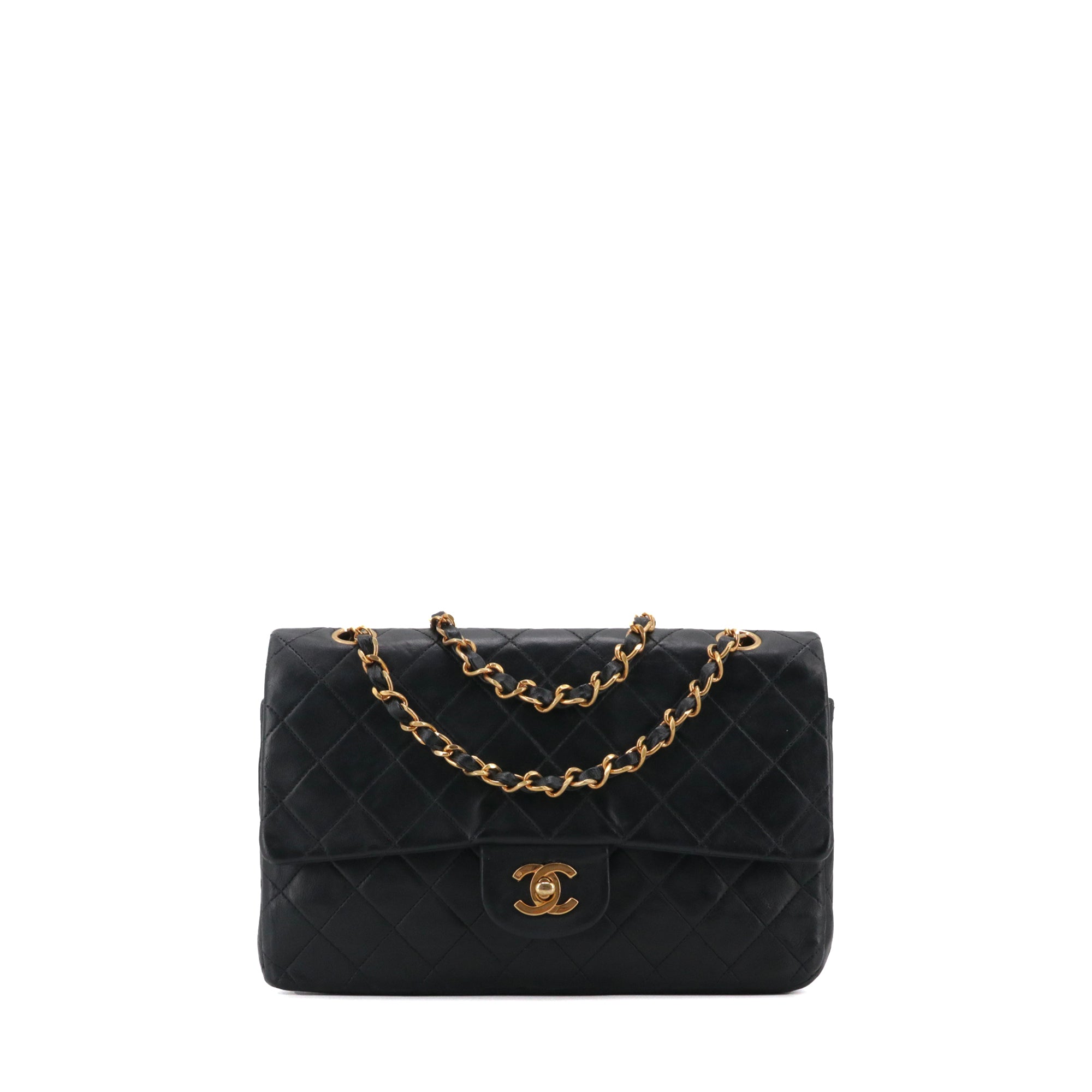 CHANEL - Sac à main Classique/Timeless Chanel 11.12 double flap Chanel en cuir lisse noir vintage