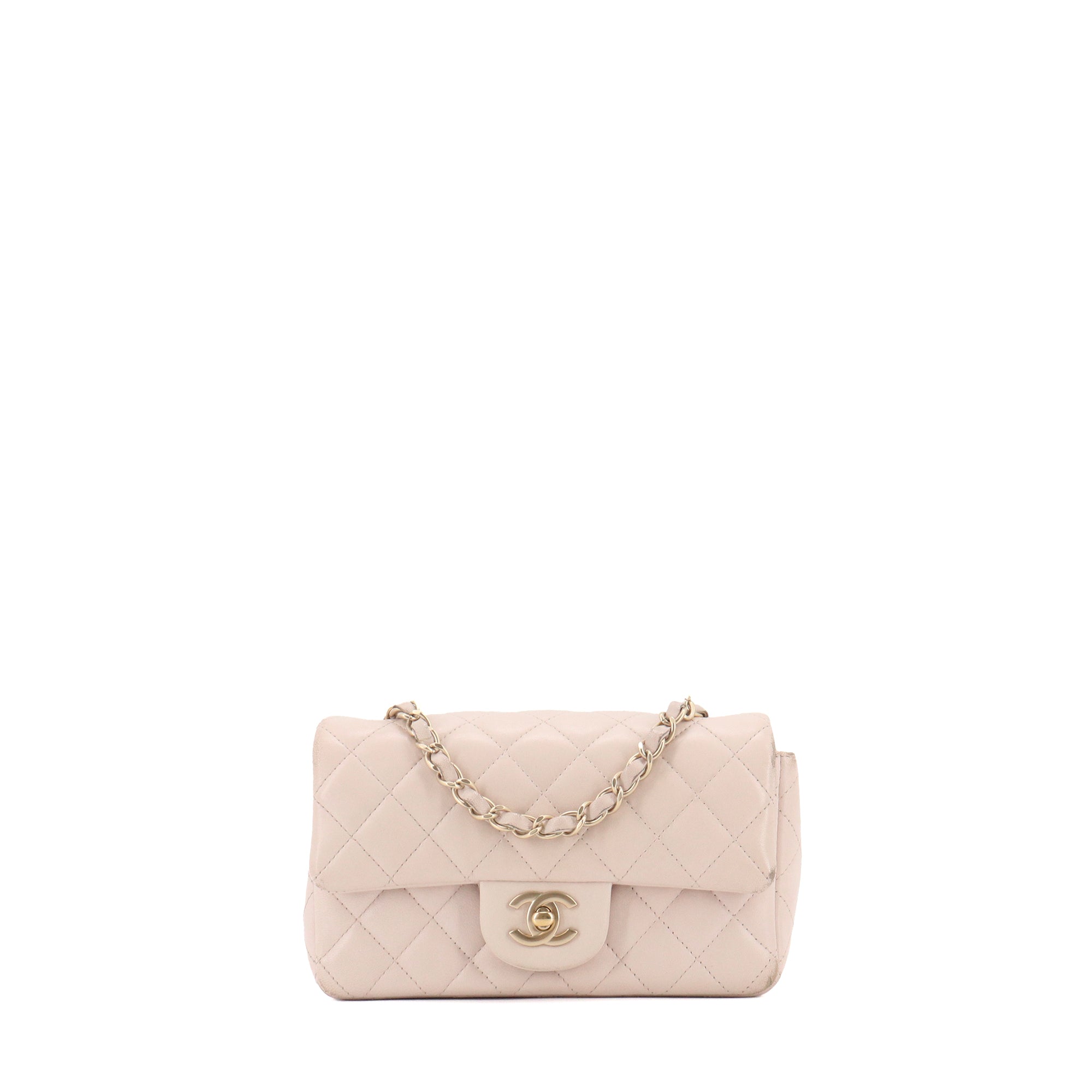 CHANEL - Sac à bandoulière Classique/Timeless Chanel mini rectangle en cuir beige