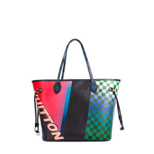 LOUIS VUITTON - Sac cabas Neverfull MM Louis Vuitton édition limitée Race en damier noir