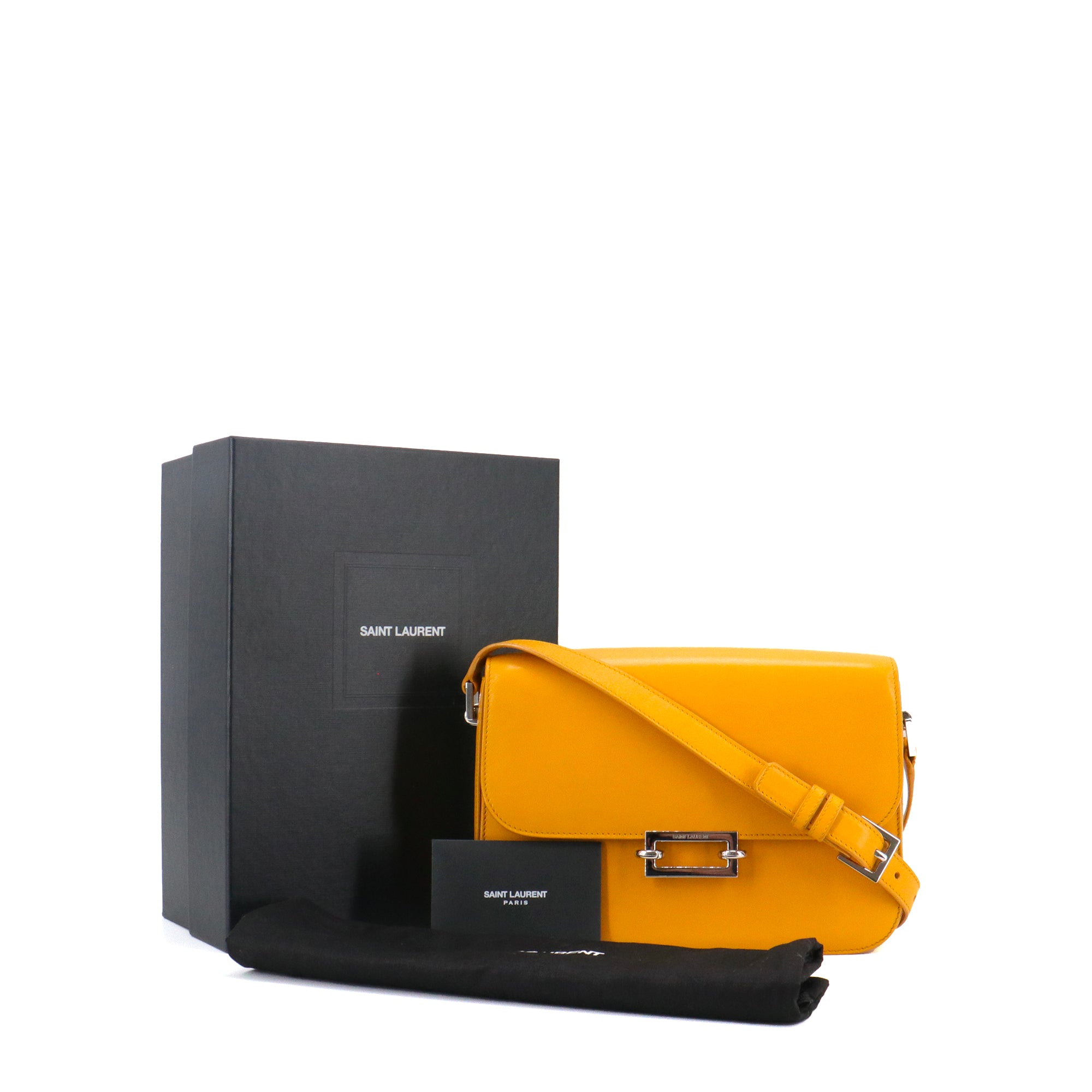 SAINT LAURENT - Sac à bandoulière Pavé Satchel Saint Laurent en cuir jaune moutarde