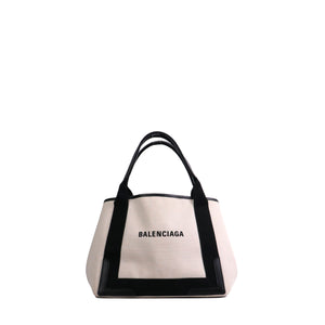 BALENCIAGA - Sac cabas Navy PM Balenciaga en toile beige