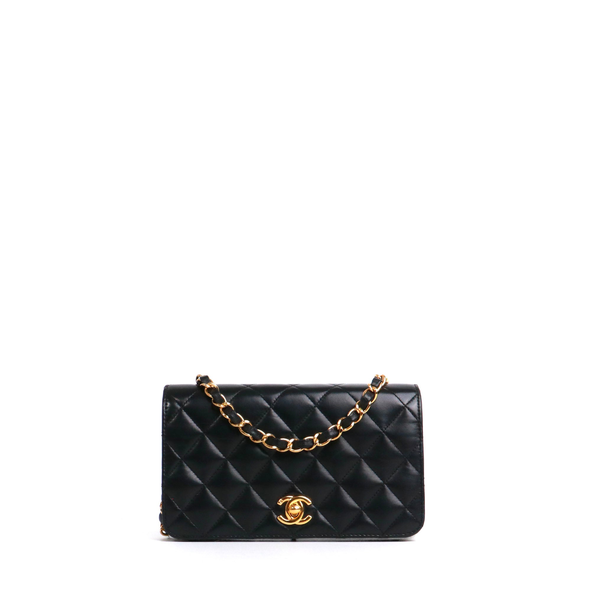 CHANEL - Sac à bandoulière Mademoiselle vintage Chanel en cuir matelassé noir