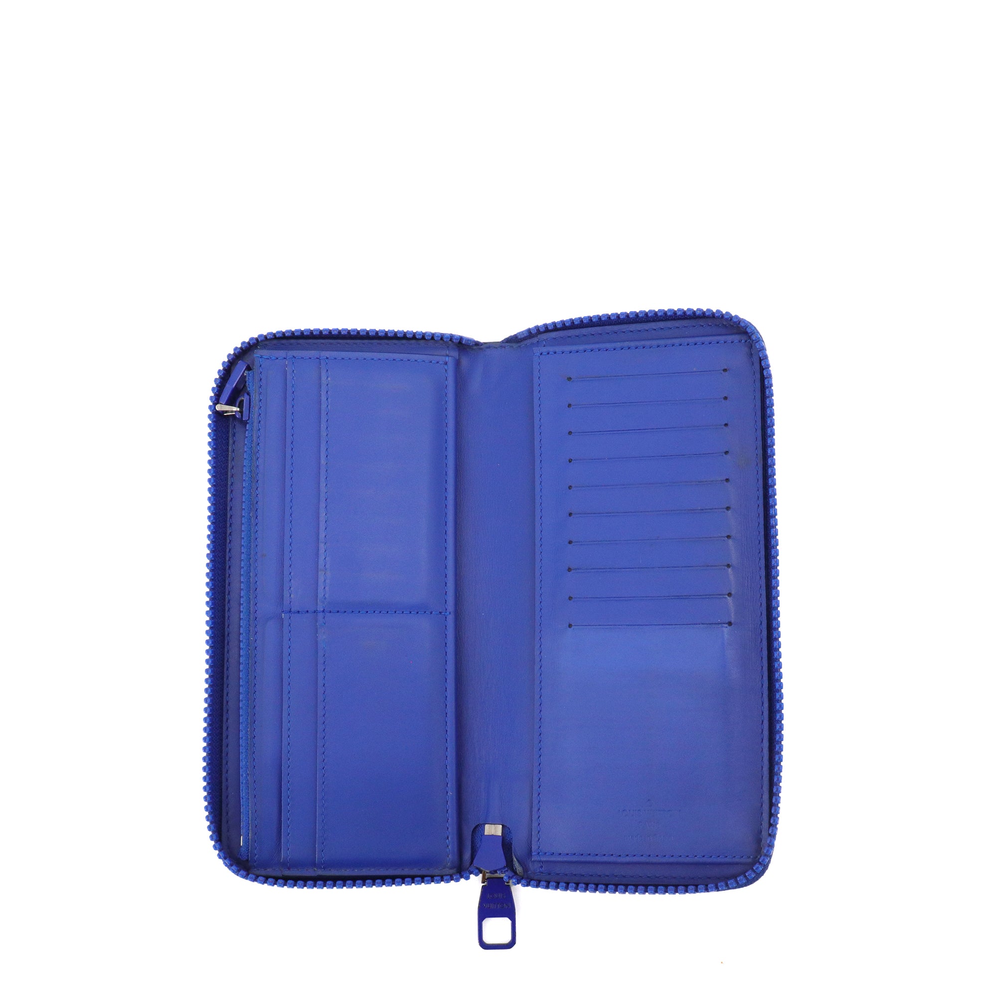 LOUIS VUITTON - Portefeuille Zippy Louis Vuitton en cuir empreinte bleu
