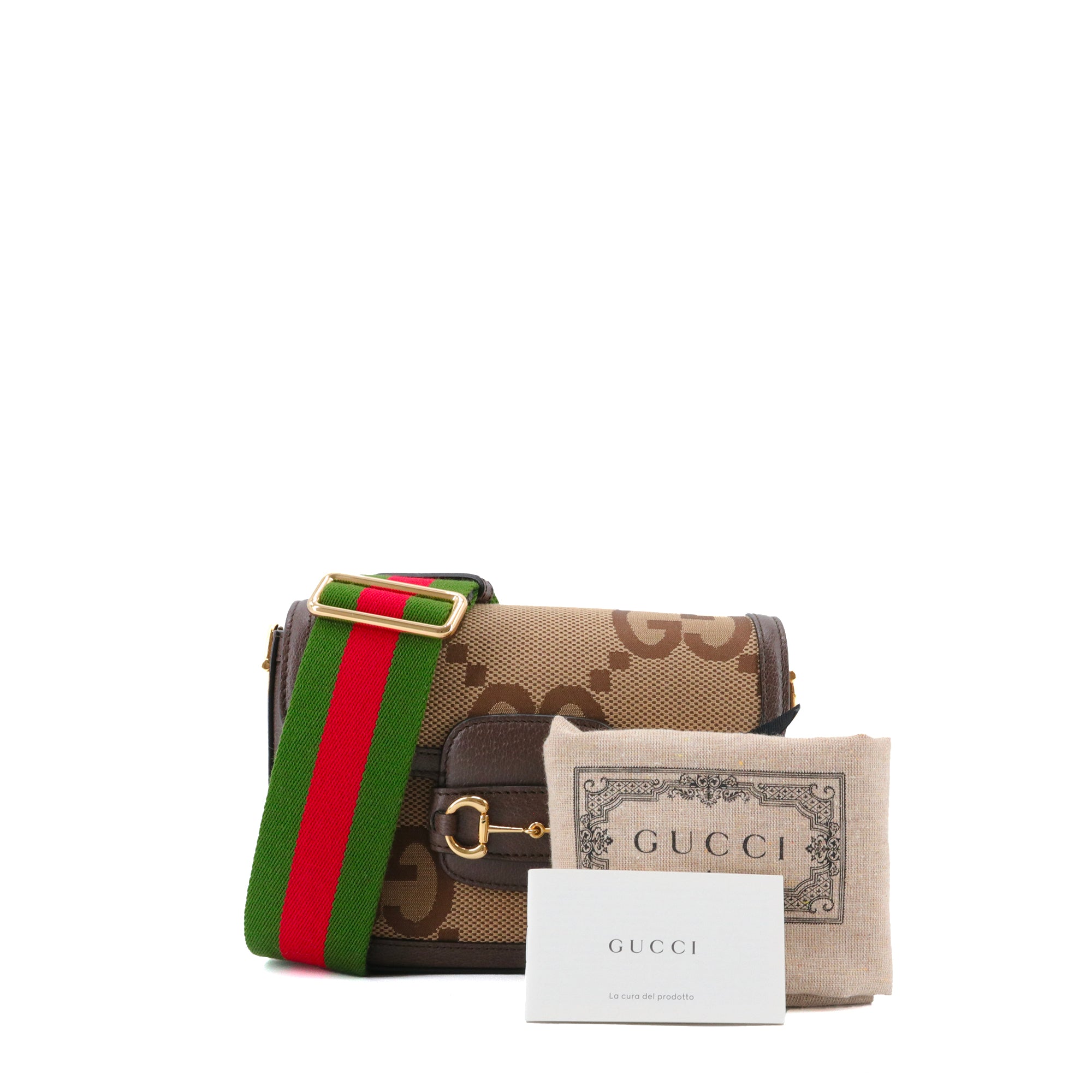 GUCCI - Sac à bandoulière Horsebit 1955 Gucci en toile GG Jumbo marron
