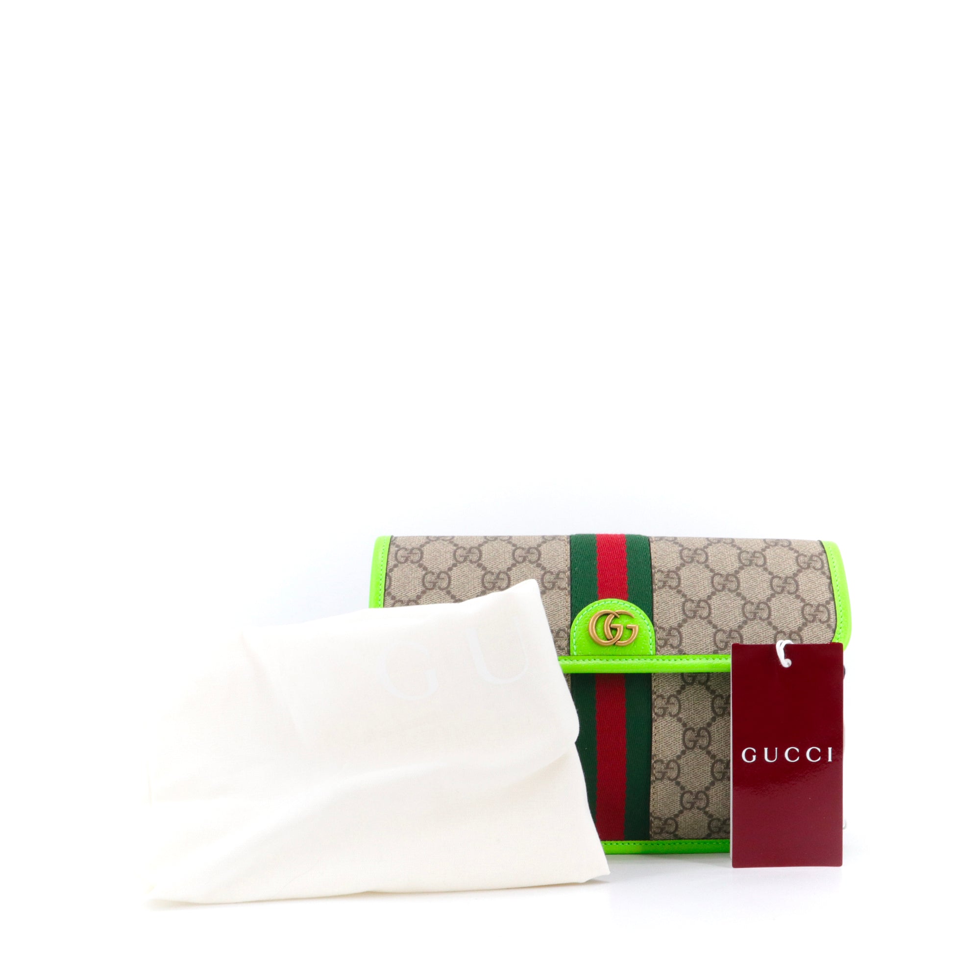 GUCCI - Sac ceinture Ophidia Gucci en toile monogrammée et cuir vert fluo