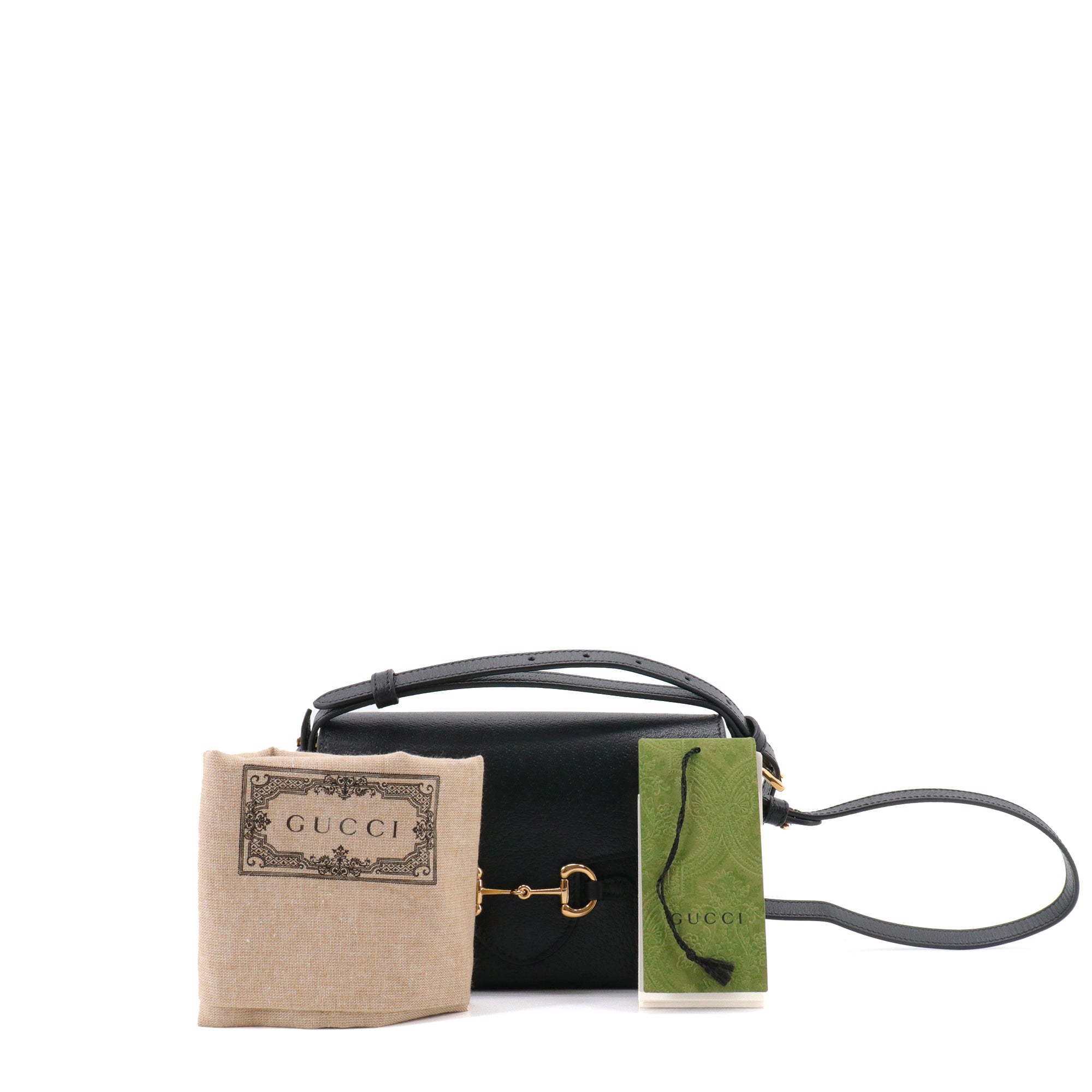 GUCCI - Sac à bandoulière Horsebit 1955 Long Gucci en cuir grainé noir