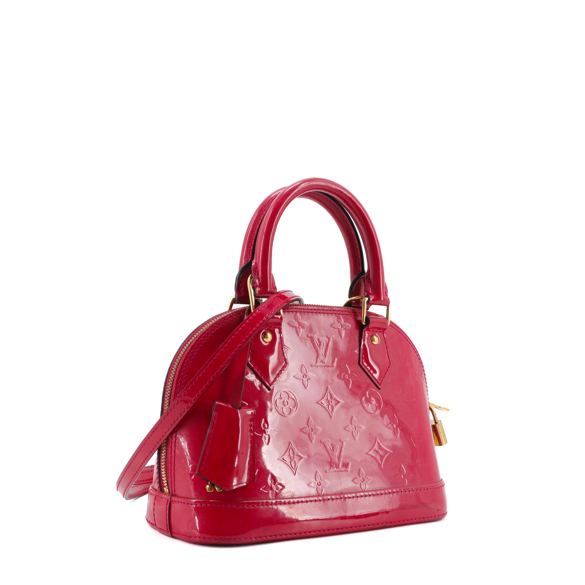 LOUIS VUITTON - Sac à bandoulière Alma BB Louis Vuitton en cuir verni rouge framboise