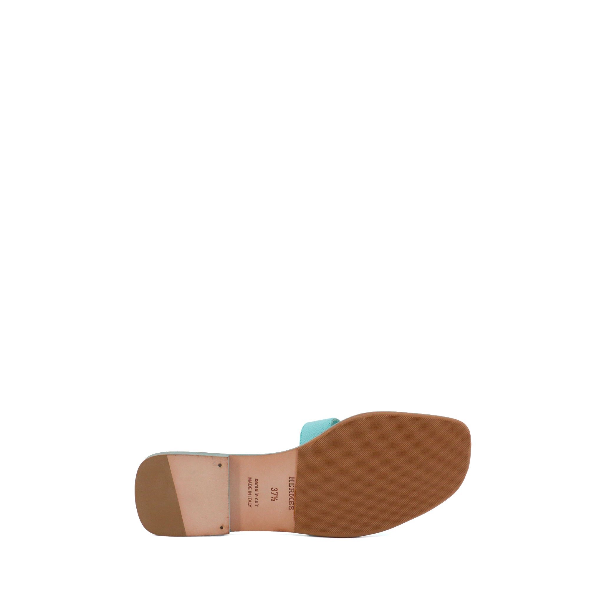 HERMÈS - Sandales Oran Hermès en cuir epsom turquoise (T37.5)