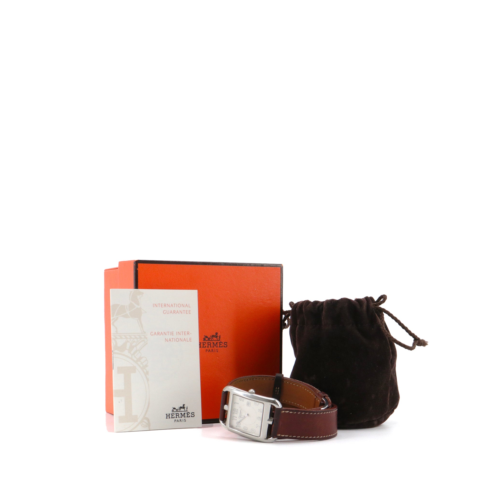 HERMÈS - Montre Cape Cod Hermès en cuir marron