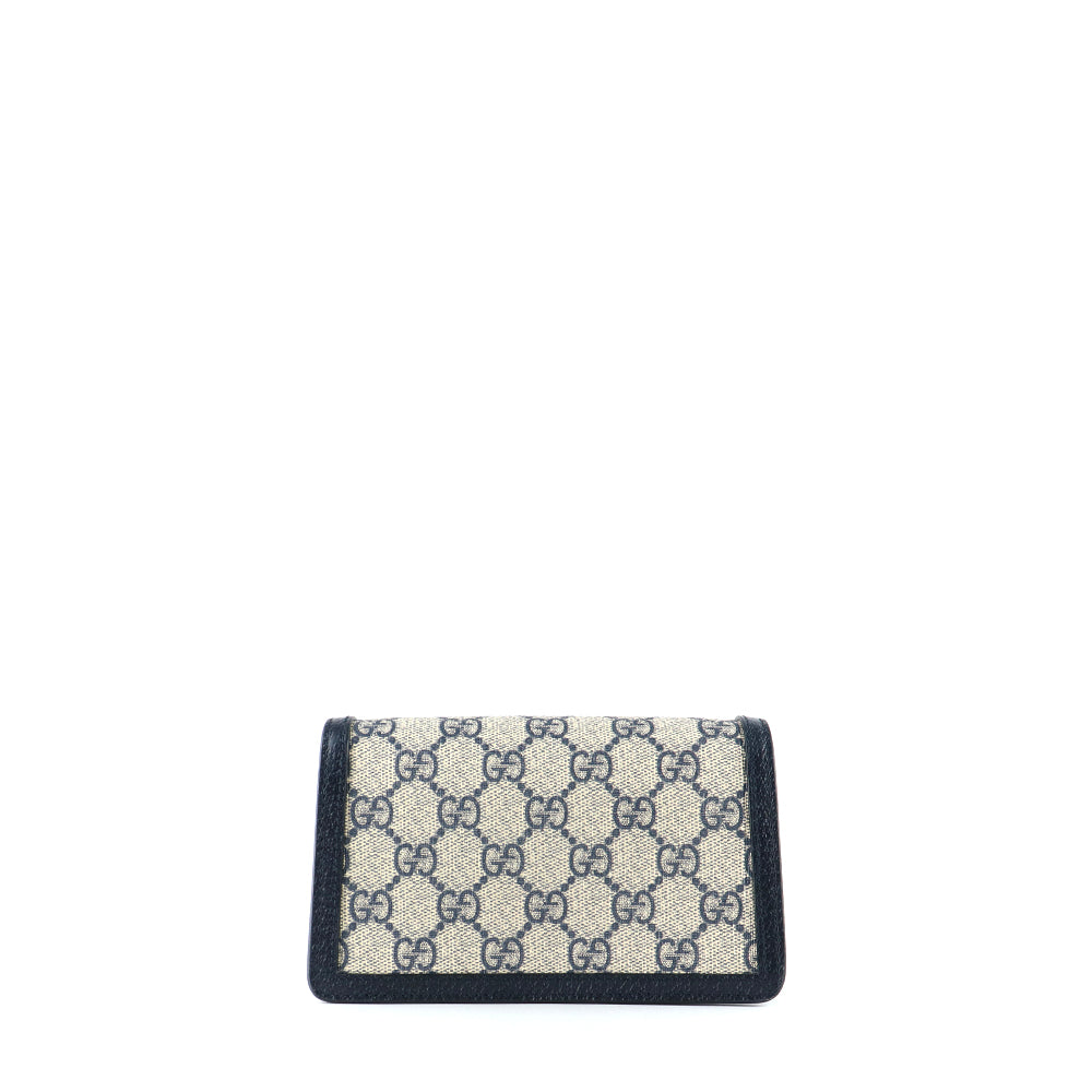 GUCCI - Sac à bandoulière Dionysus super mini en cuir bleu marine et toile enduite