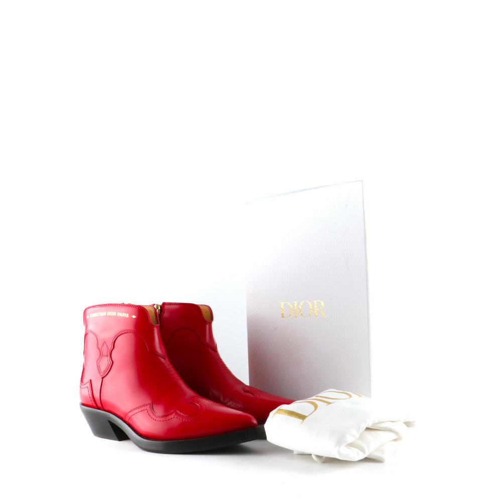 DIOR - Bottines à talon Dior West en cuir rouge (T37)