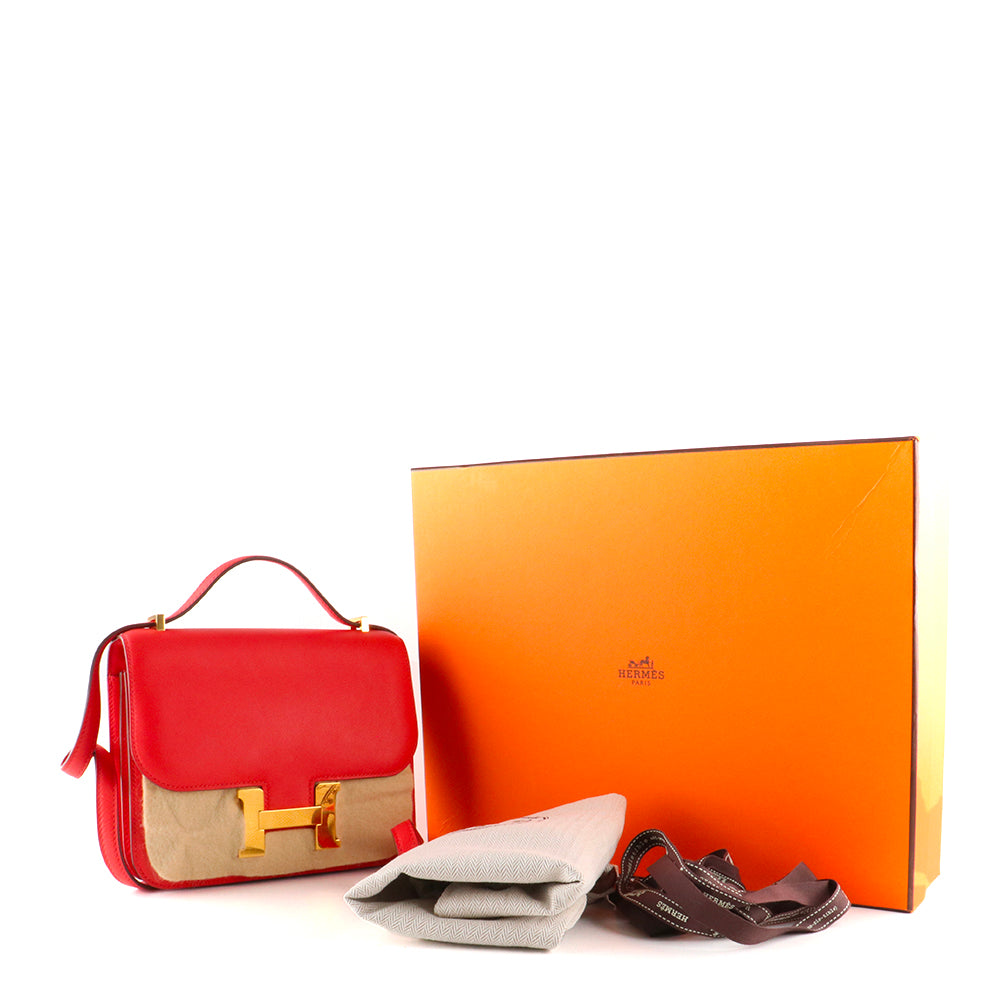 HERMÈS - Sac à bandoulière Constance 18 en cuir swift rouge