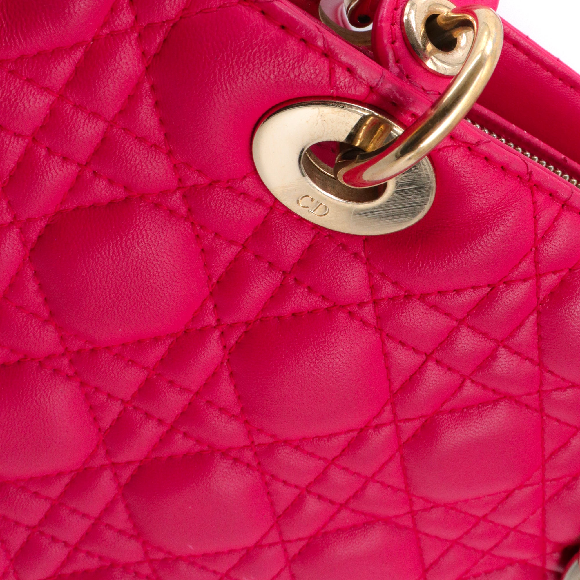 DIOR - Sac à main Lady Dior Large en cuir lisse rose