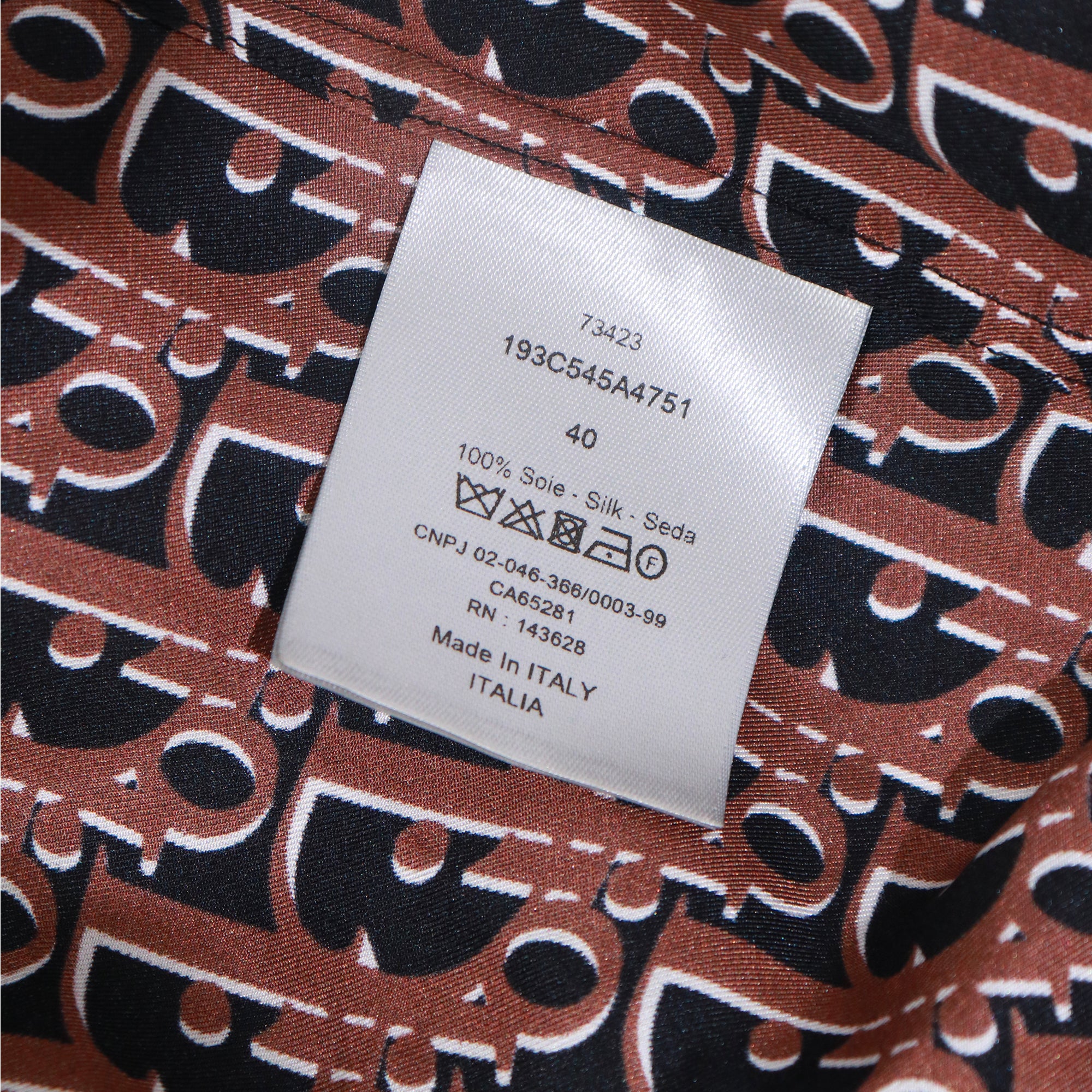 DIOR - Chemise à manches courtes Dior Oblique en soie (T40)