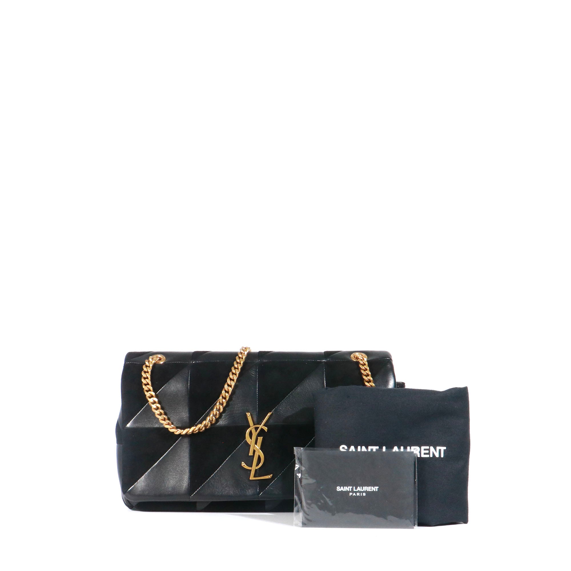 SAINT LAURENT - Sac à bandoulière Jamie medium Saint Laurent bi-matière cuir daim noir