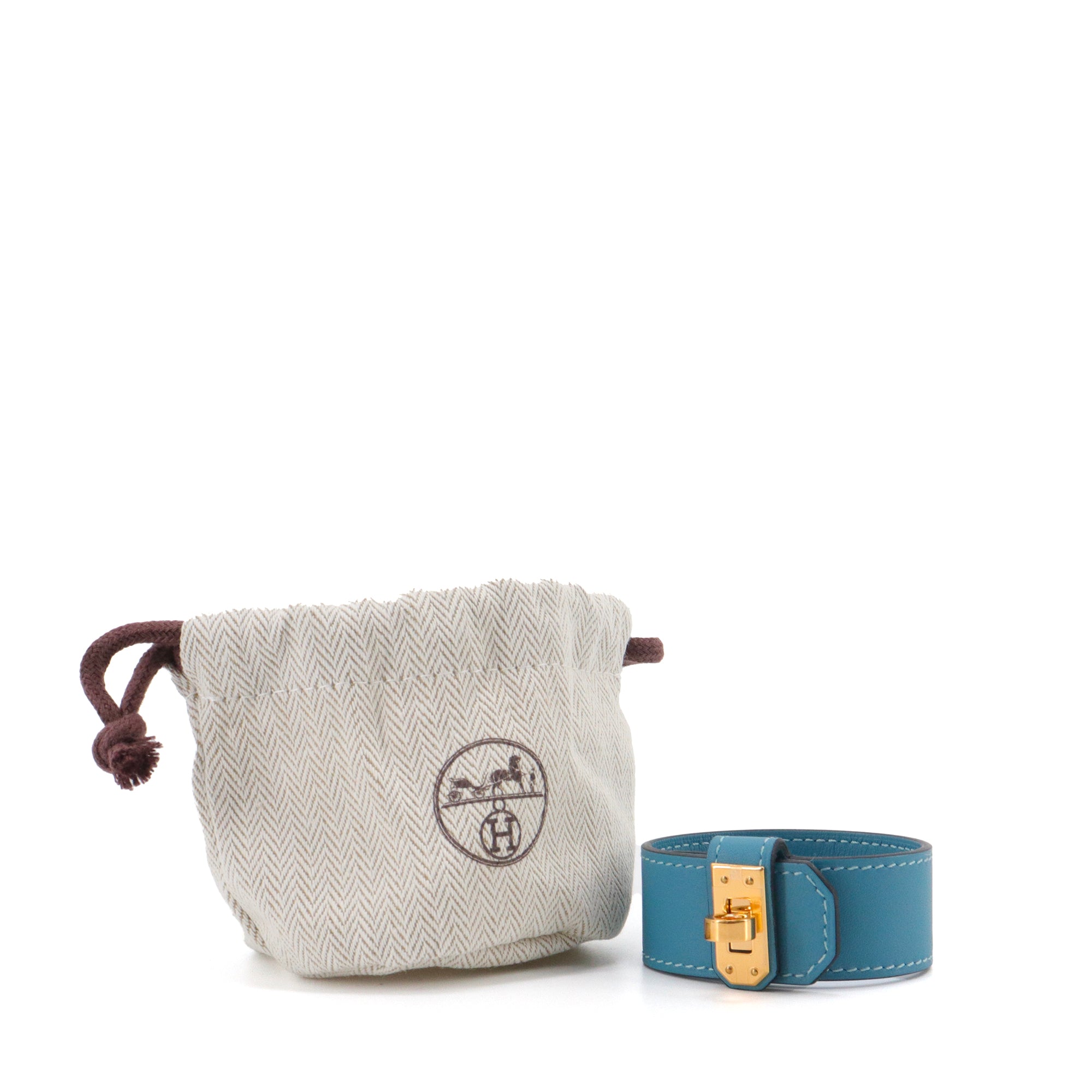 HERMÈS - Bracelet Kelly Twist PM Hermès en cuir bleu