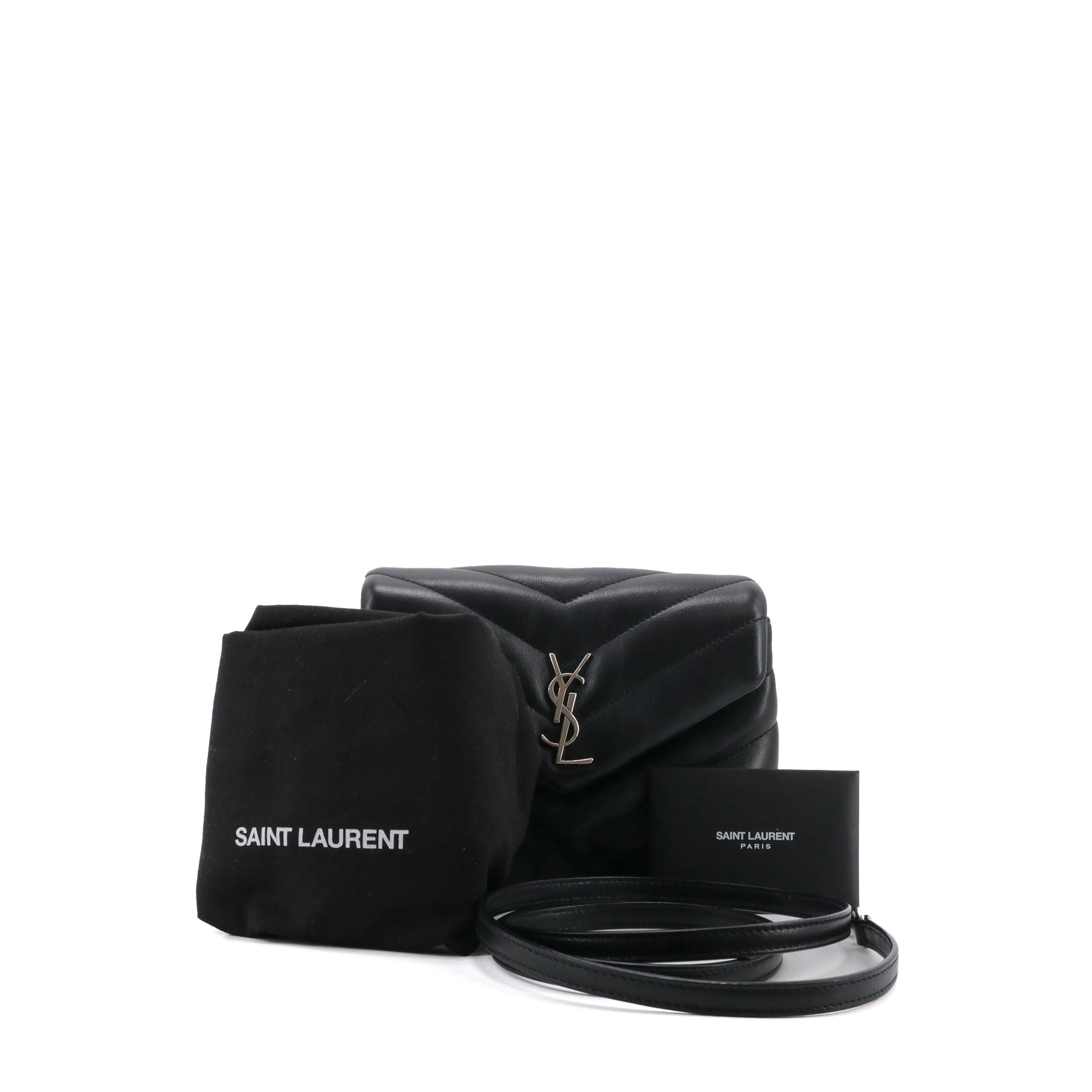 SAINT LAURENT - Sac à bandoulière Loulou Toy Saint Laurent en cuir chevron noir