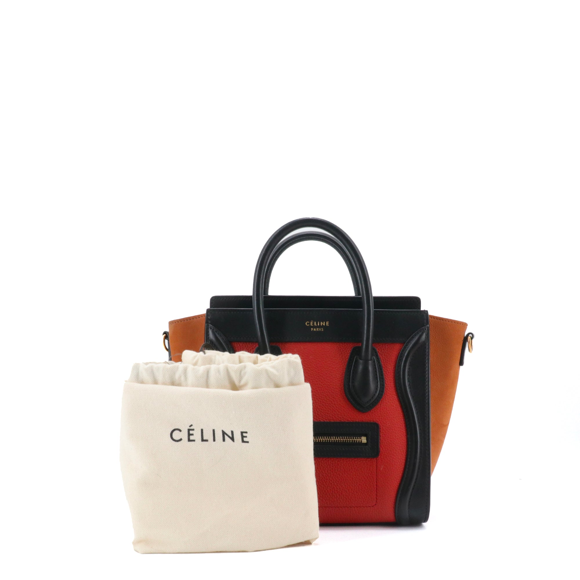 CELINE - Sac à bandoulière Luggage Nano Celine en cuir tricolore