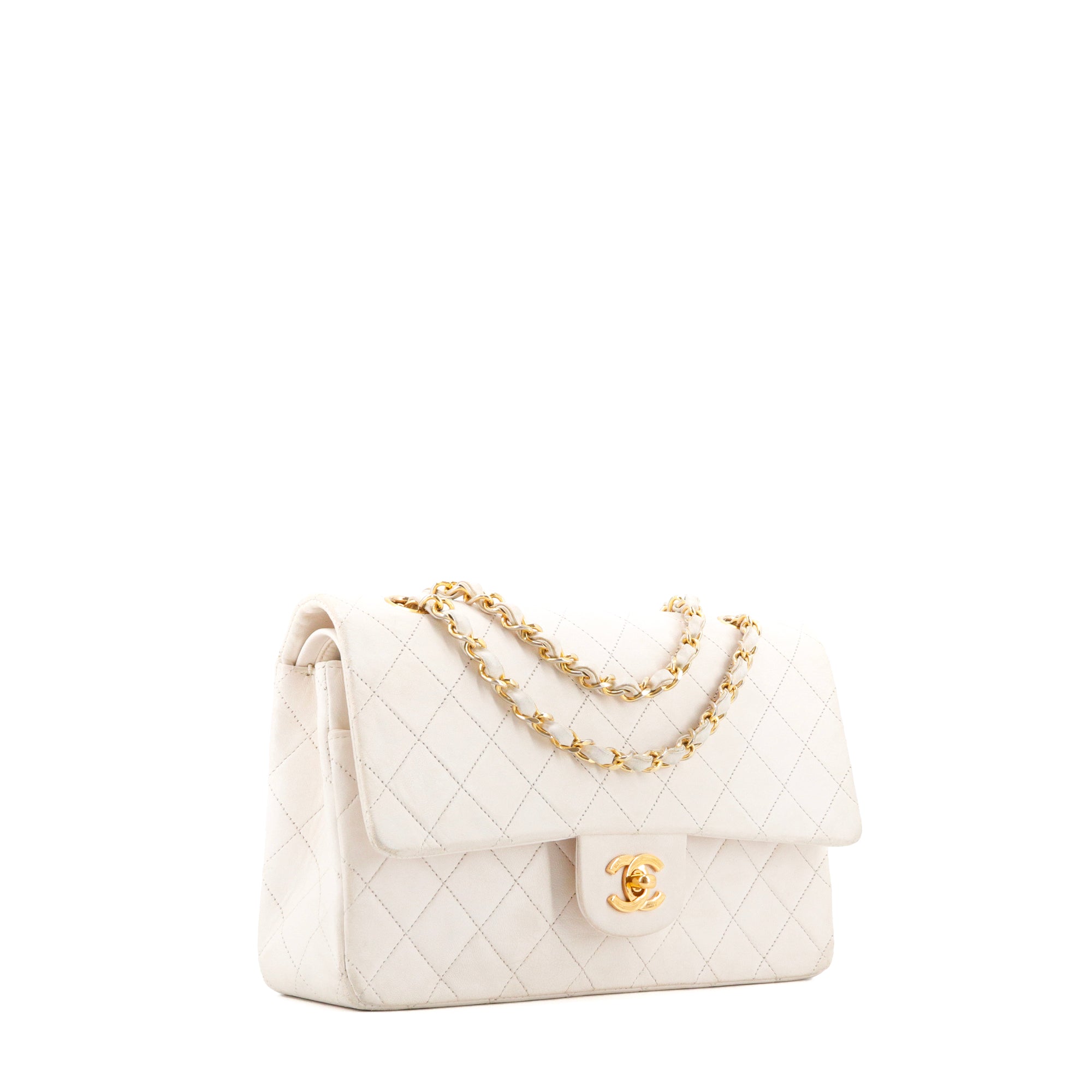 CHANEL - Sac à main Classique/Timeless 11.12 Chanel en cuir blanc vintage