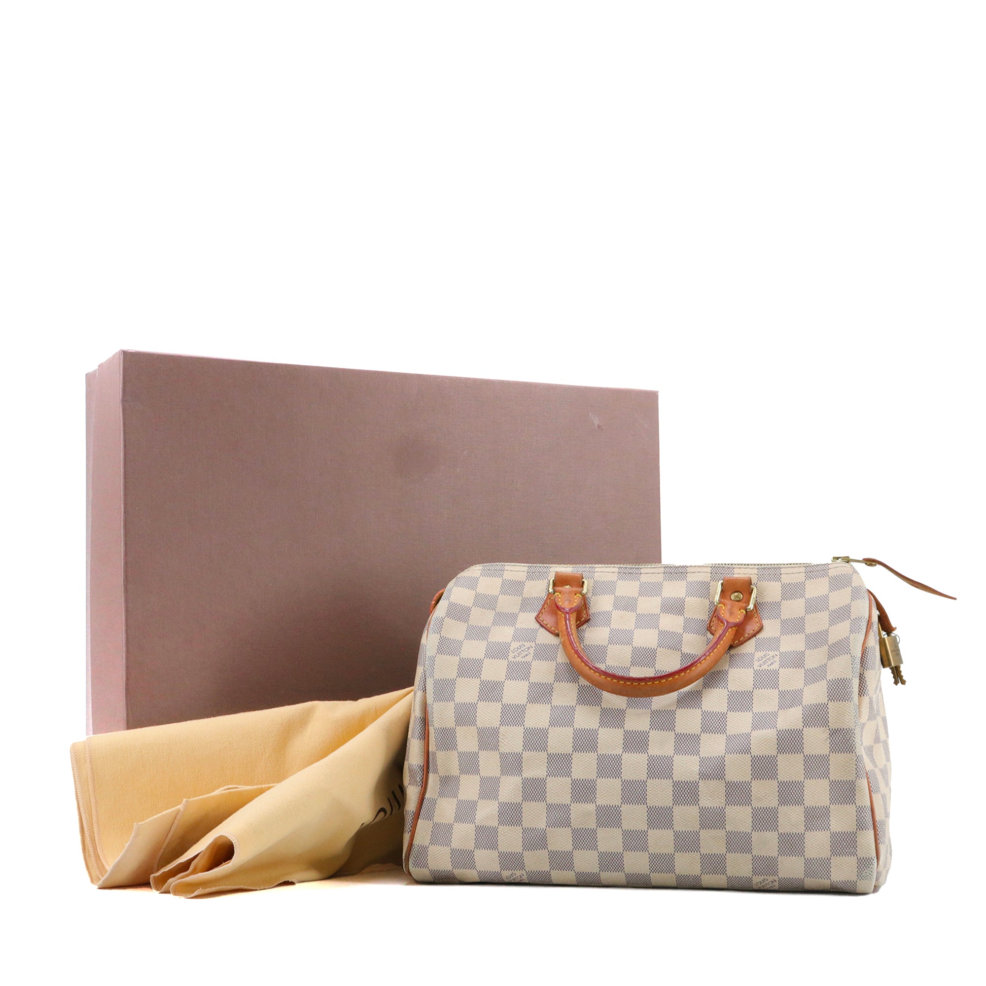 LOUIS VUITTON - Sac à main Speedy 30 Louis Vuitton en toile damier azur