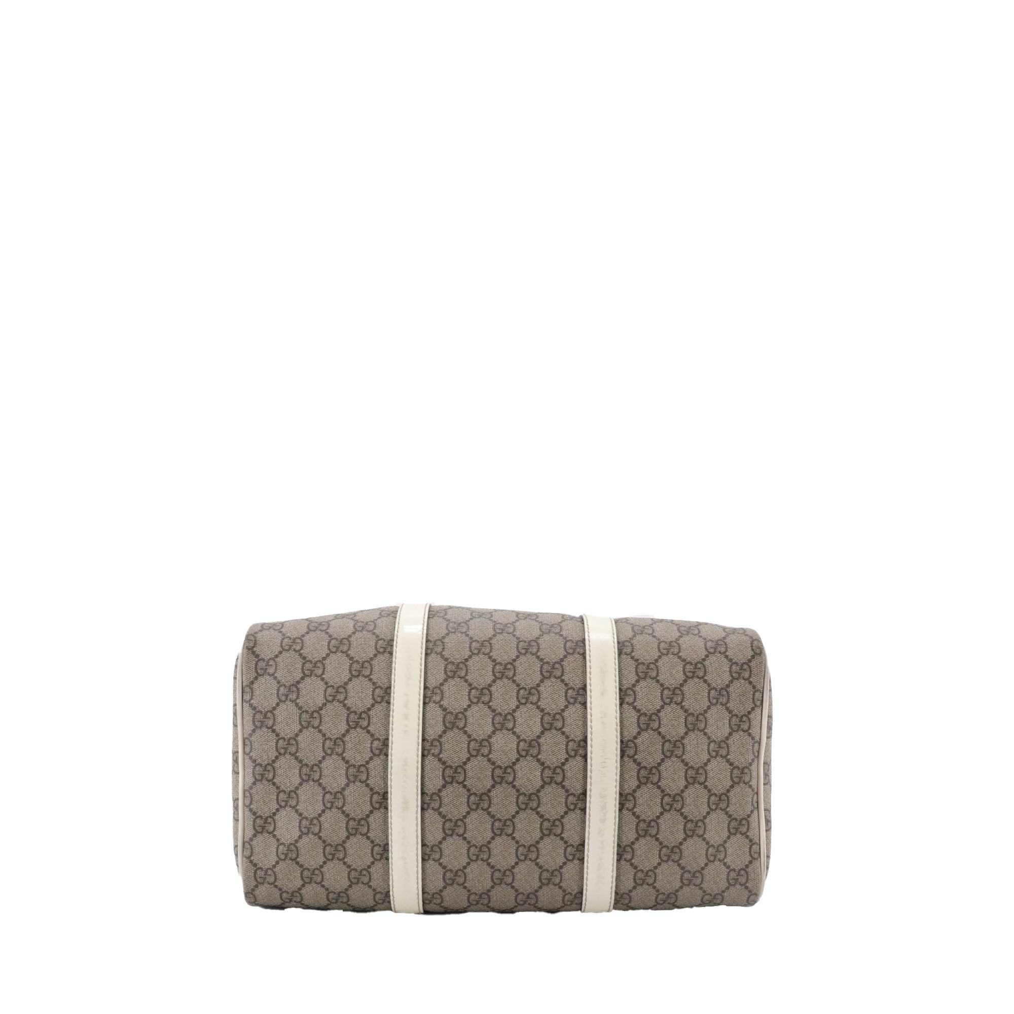 GUCCI - Sac à main Boston Gucci en toile monogrammée et cuir blanc vintage