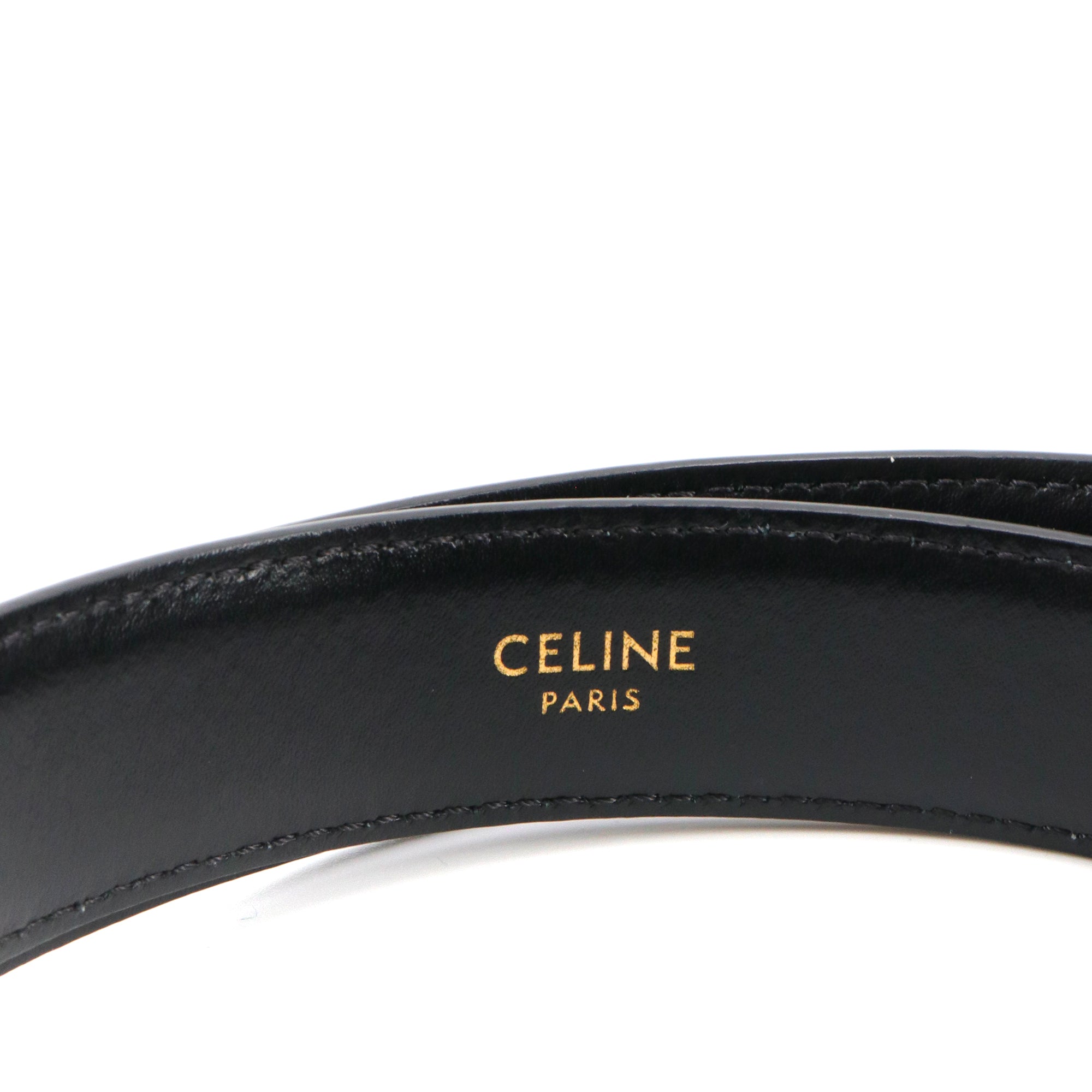 CELINE - Ceinture Triomphe Celine en cuir noir (T70)