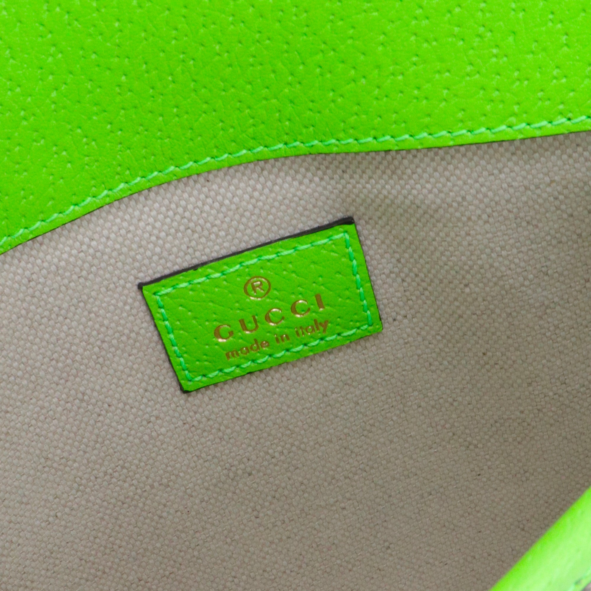 GUCCI - Sac ceinture Ophidia Gucci en toile monogrammée et cuir vert fluo