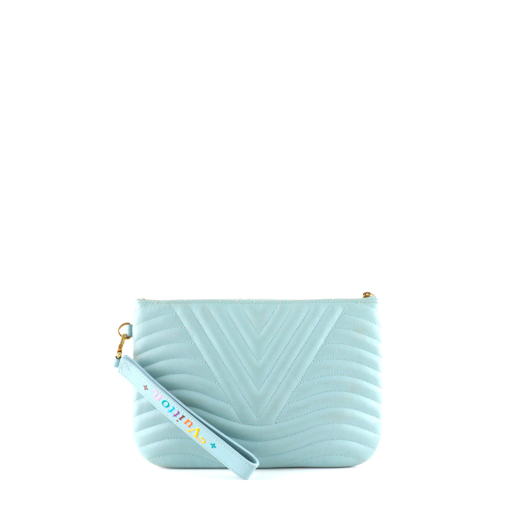 LOUIS VUITTON - Pochette New Wave en cuir bleu/gris