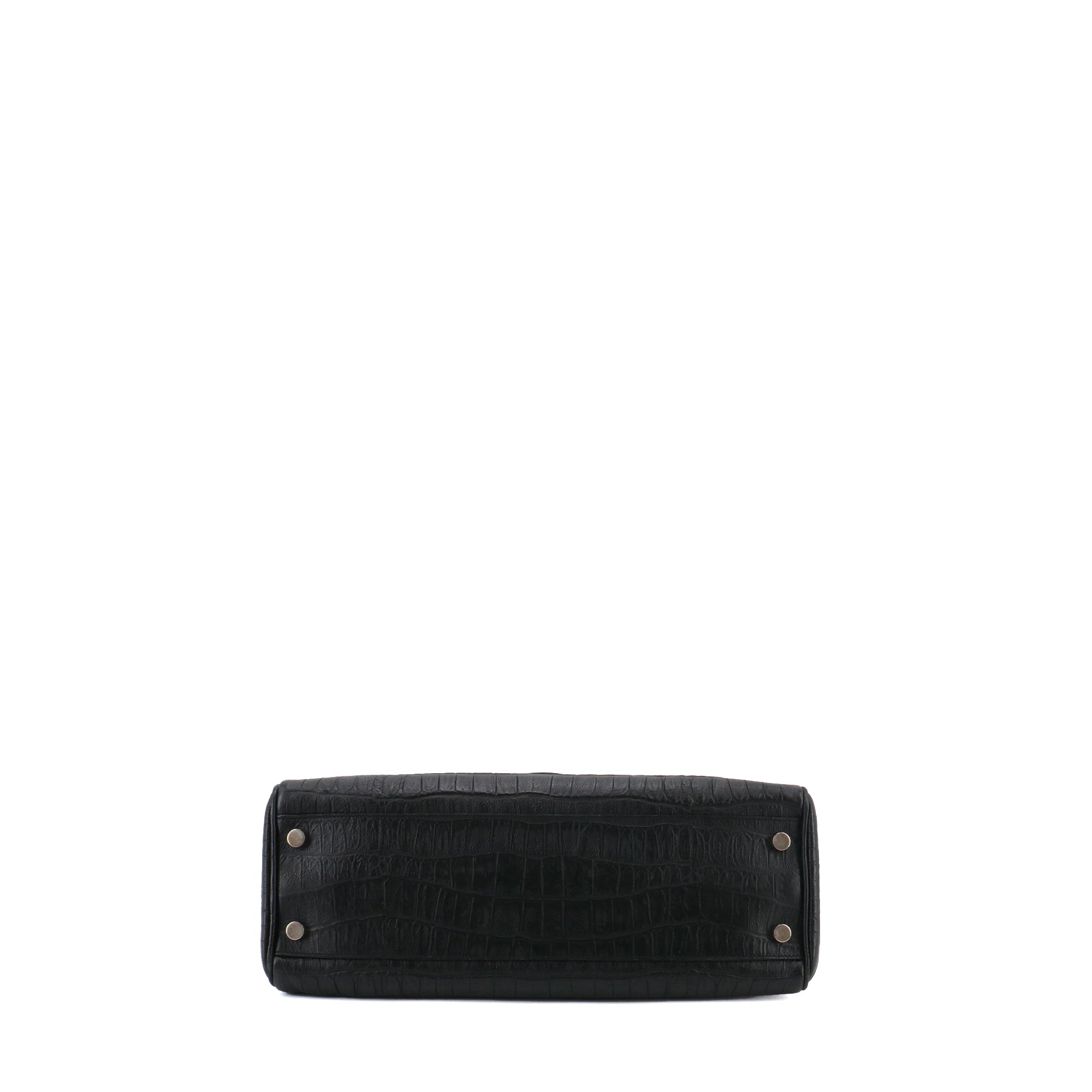 SAINT LAURENT - Sac à main Trois Clous Saint Laurent en cuir embossé croco noir