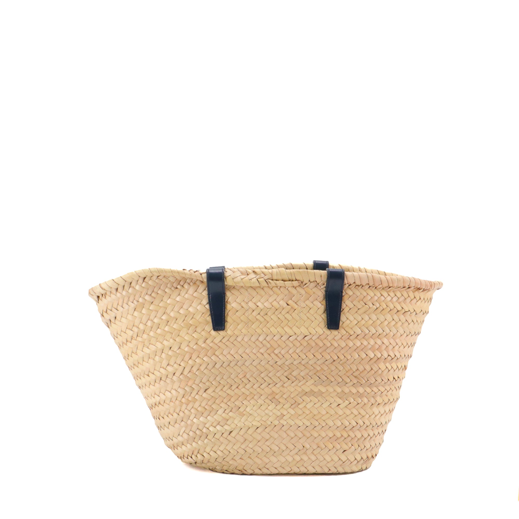 CELINE - Panier Triomphe Celine en osier et cuir bleu marine