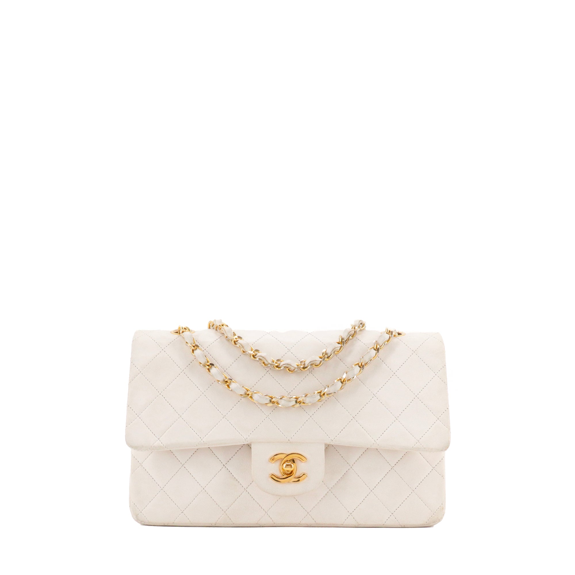 CHANEL - Sac à main Classique/Timeless 11.12 Chanel en cuir blanc vintage