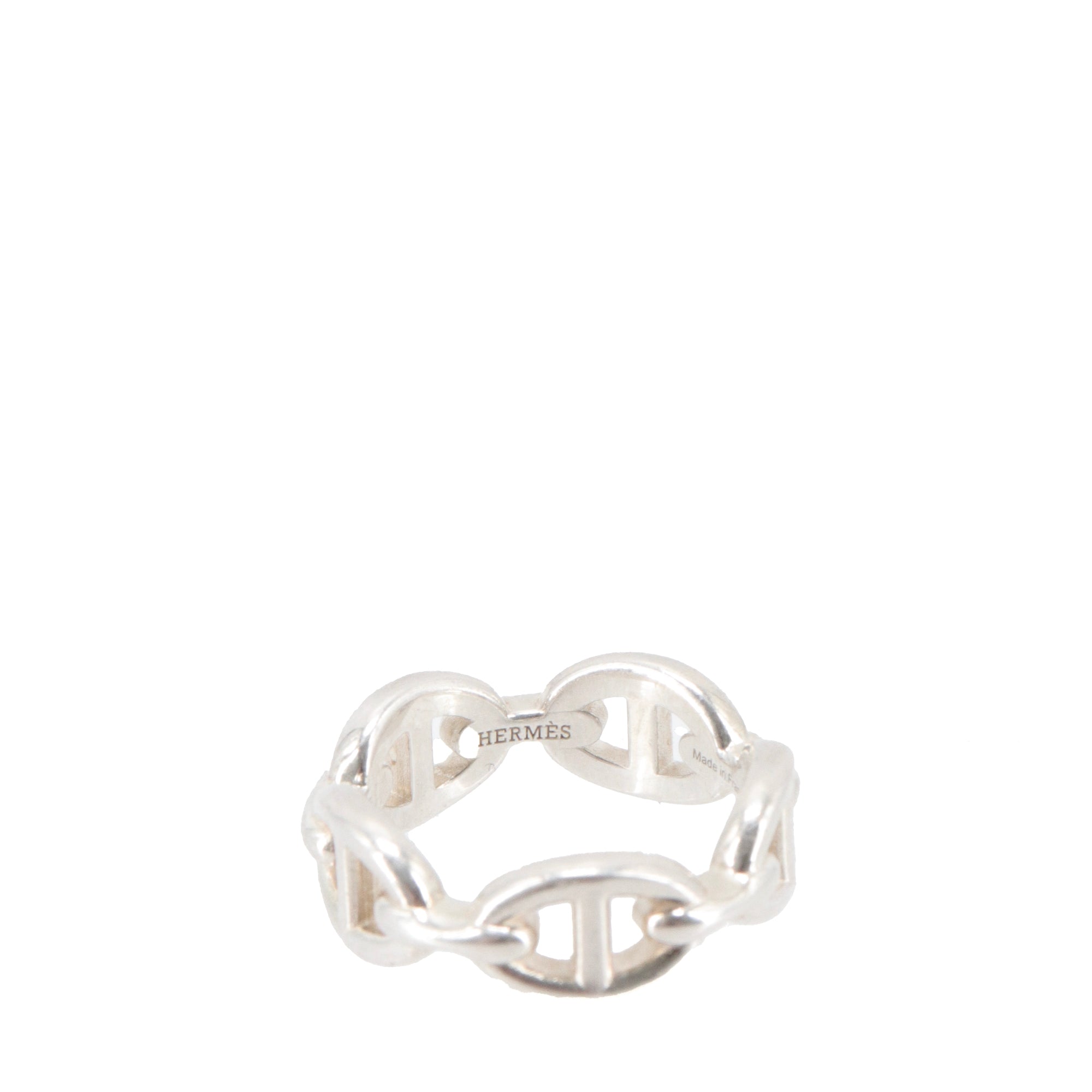HERMÈS - Bague Chaîne d'Ancre Enchaînée Hermès en argent (T54)