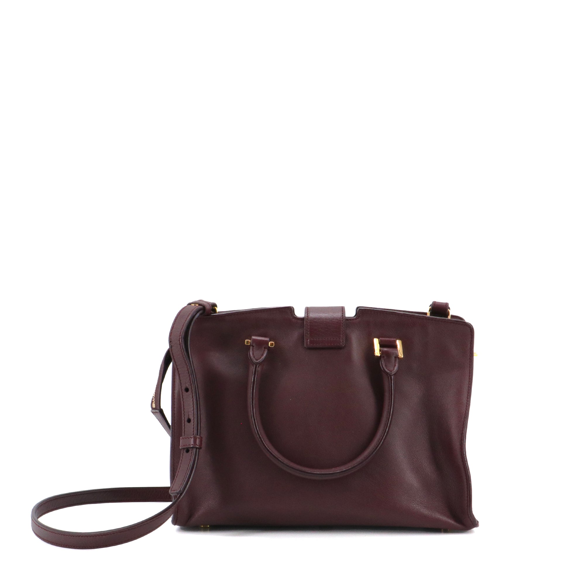 SAINT LAURENT - Sac à bandoulière Cabas Monogram Saint Laurent en cuir bordeaux