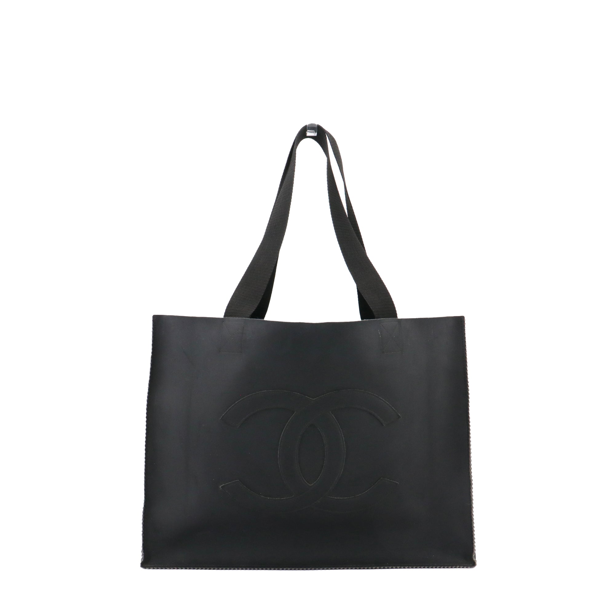 CHANEL - Sac Cabas Cocomark Chanel en caoutchouc noir vintage