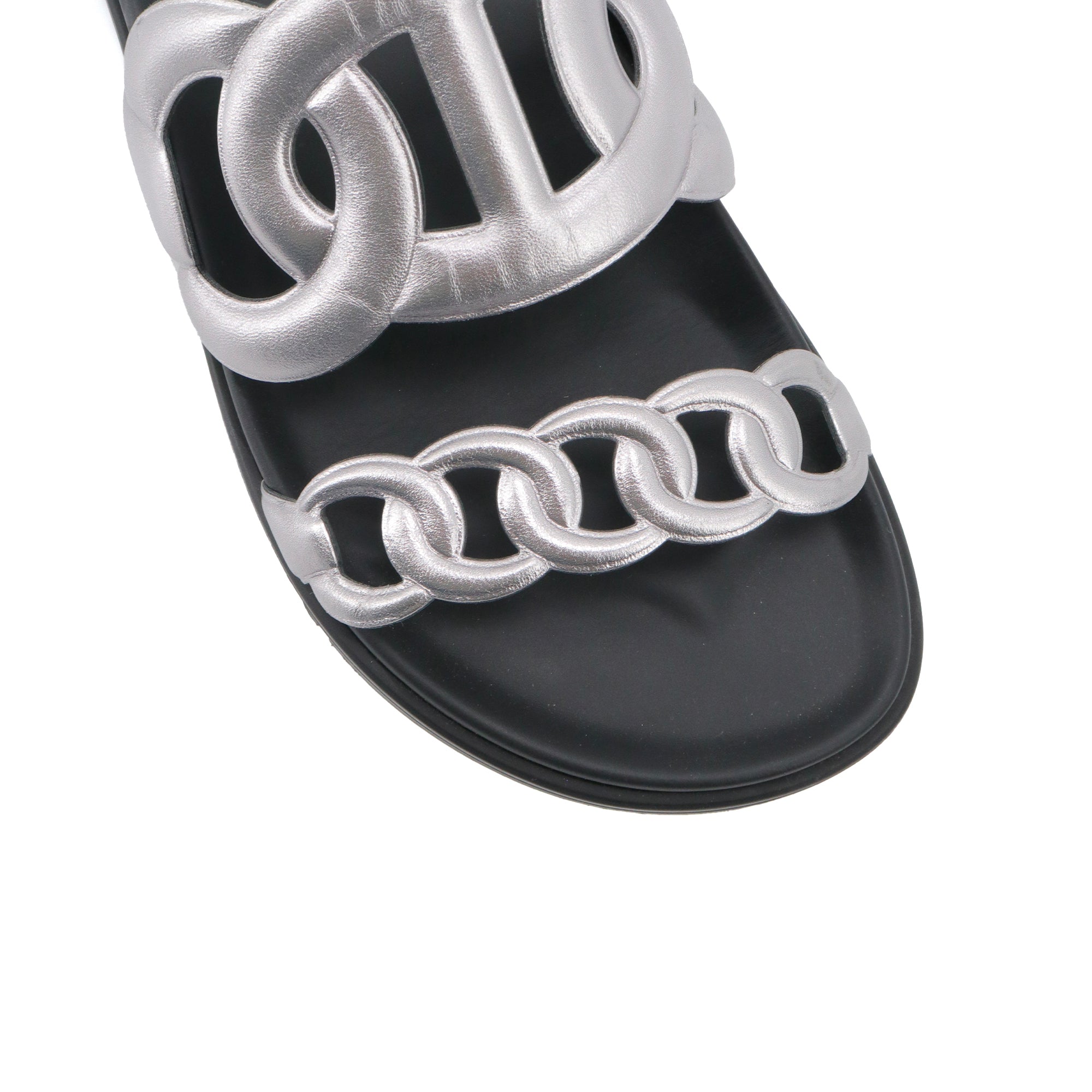 HERMÈS - Extra Hermès sandals in smooth silver leather (size 39.5)