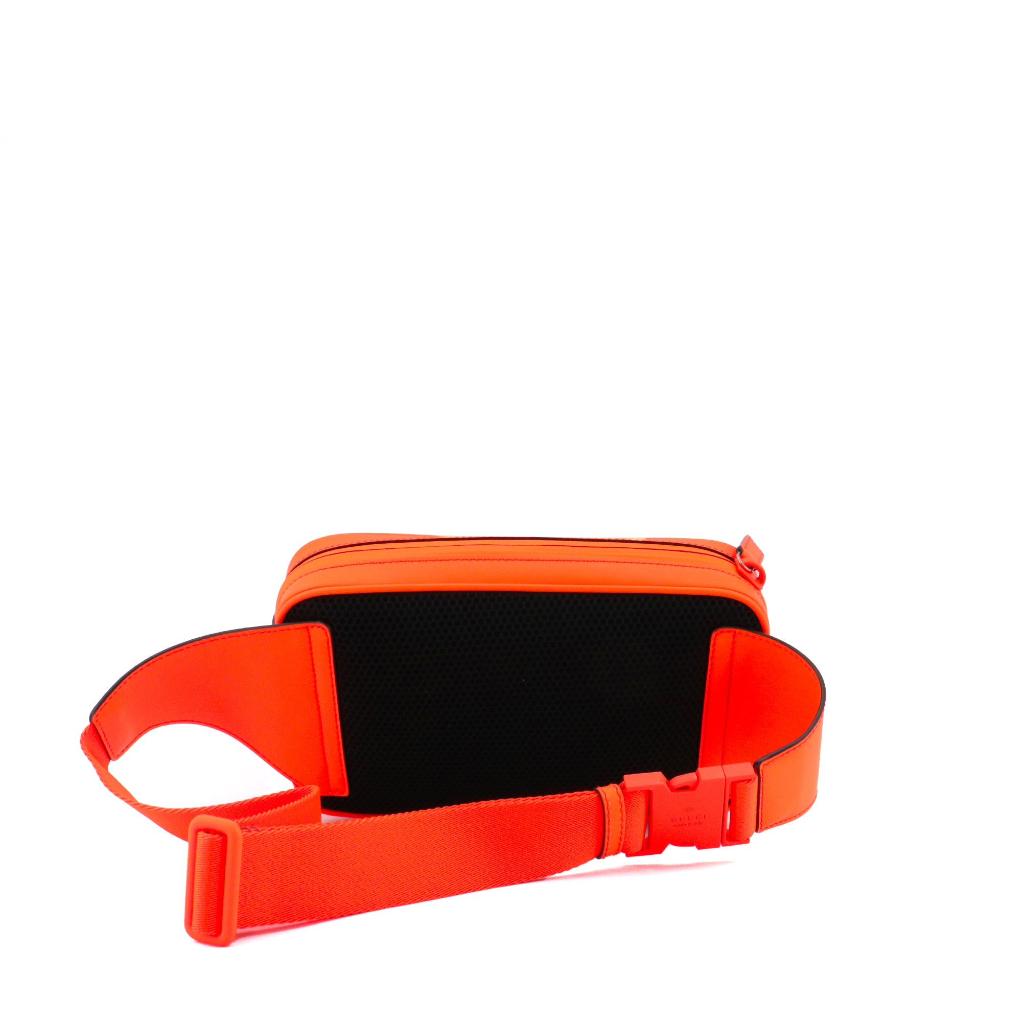 GUCCI - Sac ceinture PM Gucci en cuir effet caoutchouc orange fluo
