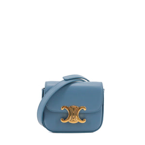 CELINE - Sac à bandoulière Claude Mini Celine en cuir box bleu