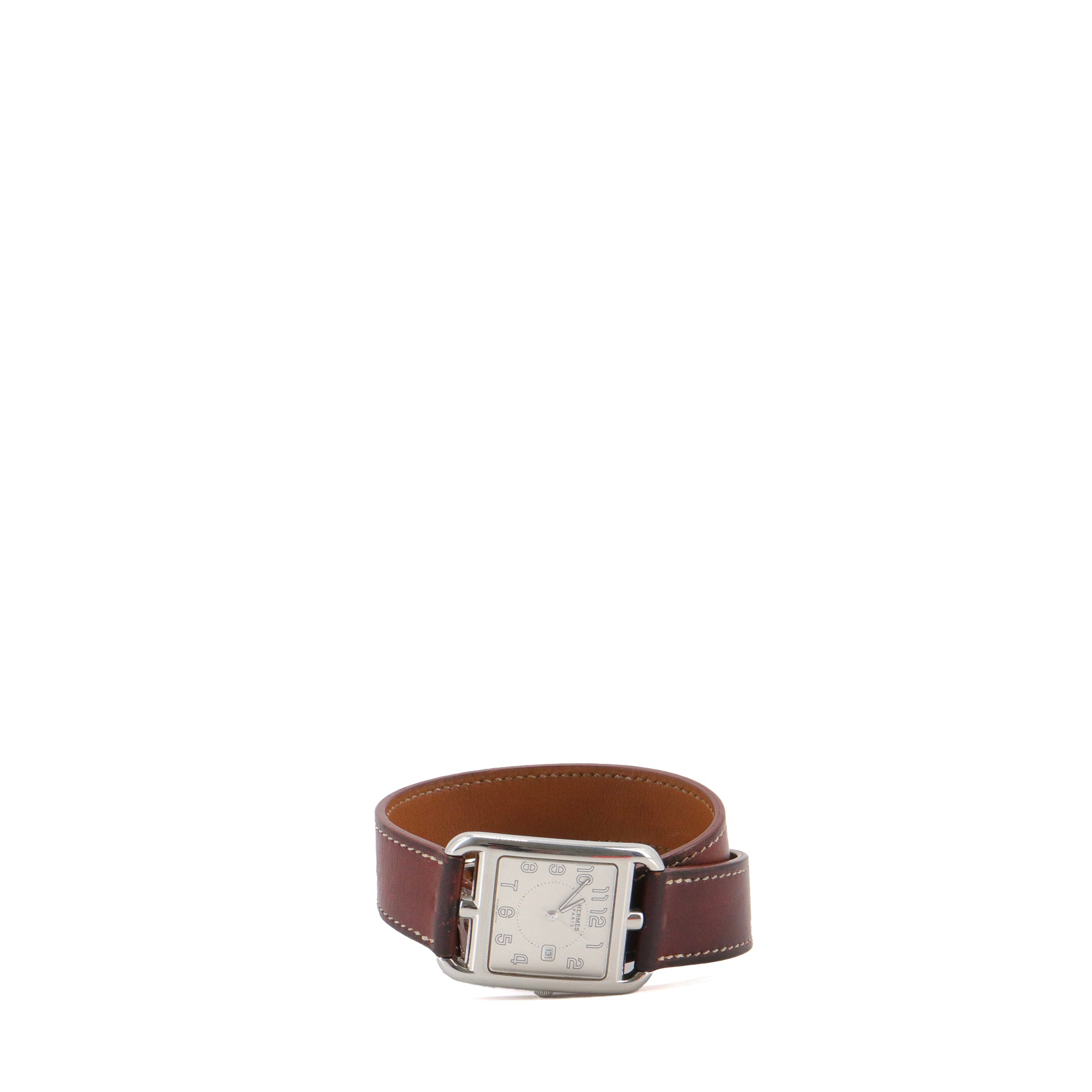 HERMÈS - Montre Cape Cod Hermès en cuir marron