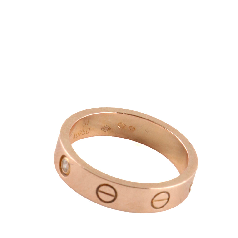 CARTIER - Bague Love en or rose avec diamant (T51)