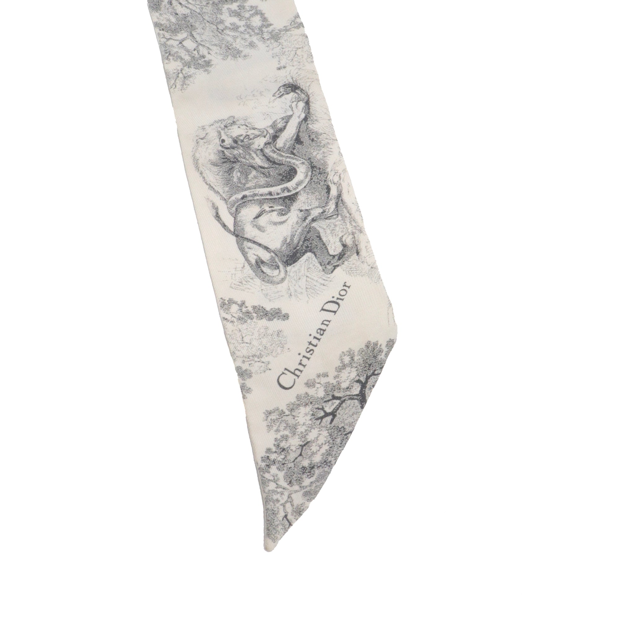 DIOR - Dior Mitzah in white and gray Toile de Jouy silk