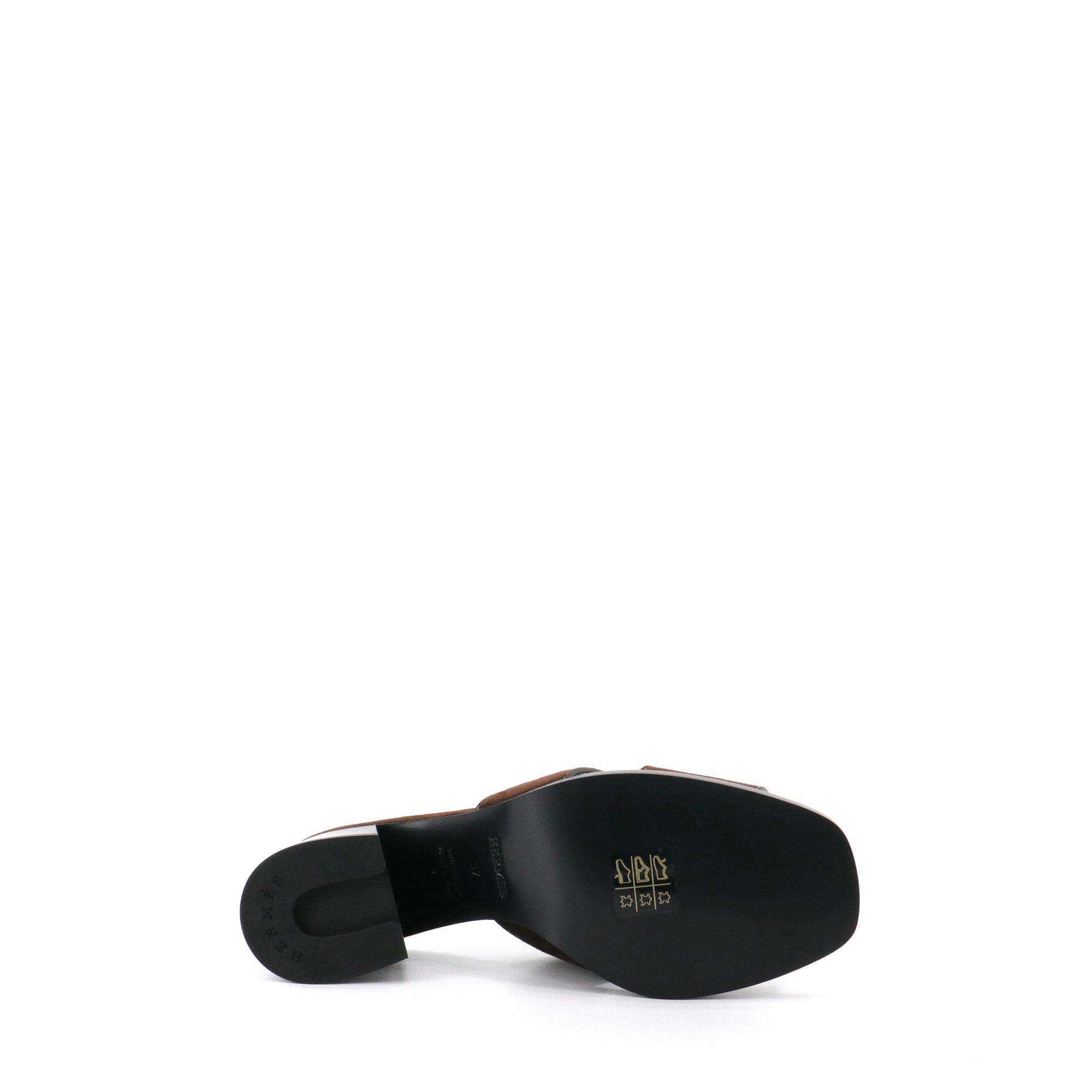 HERMÈS - Sandales Helia 60 Hermès en cuir de chèvre velours marron (T37)