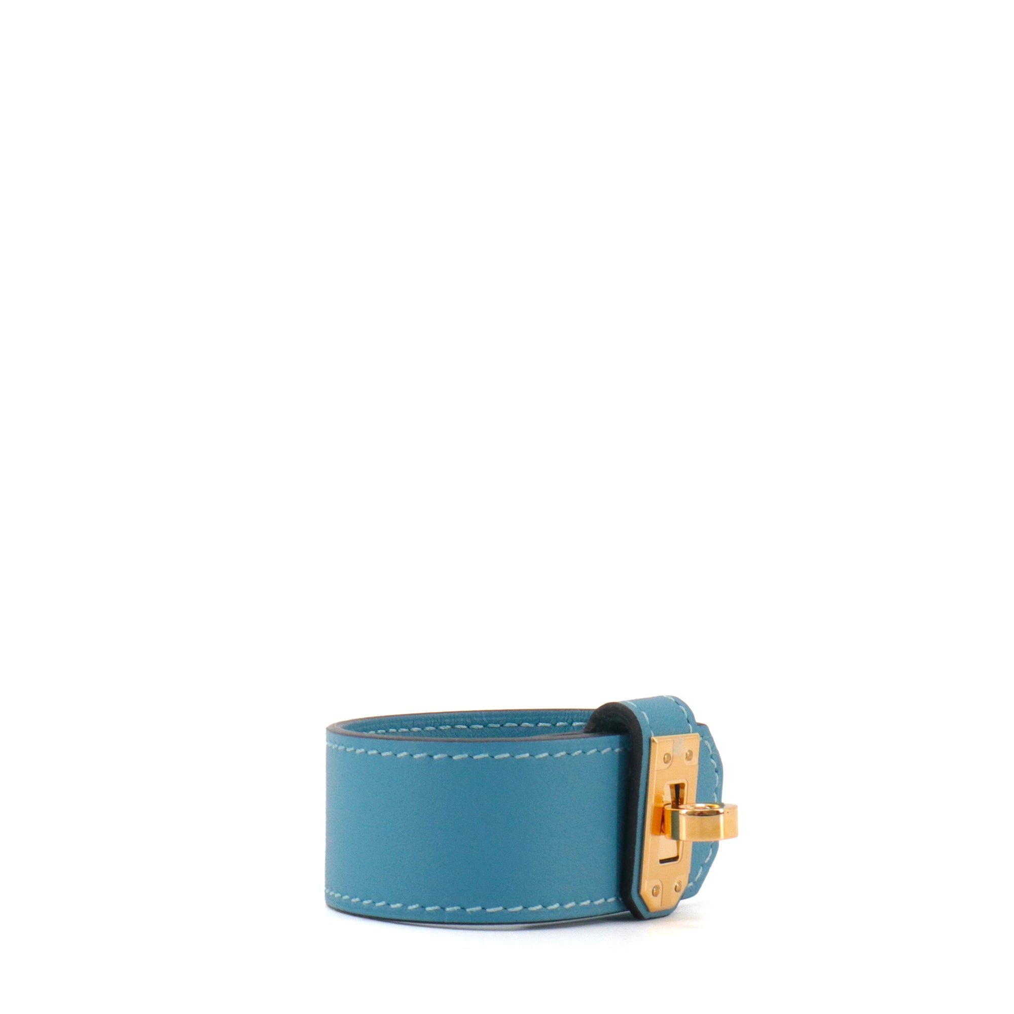 HERMÈS - Bracelet Kelly Twist PM Hermès en cuir bleu