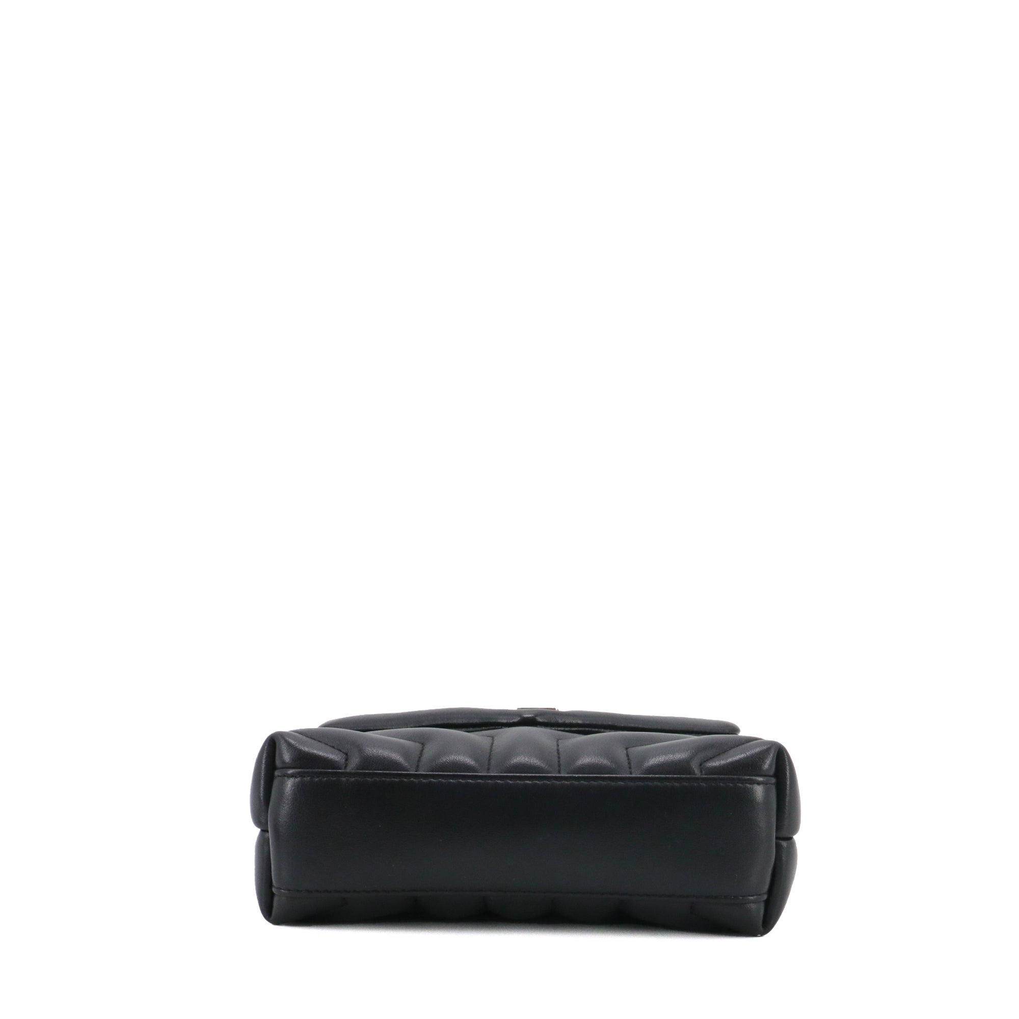 SAINT LAURENT - Sac à bandoulière Loulou Toy Saint Laurent en cuir chevron noir