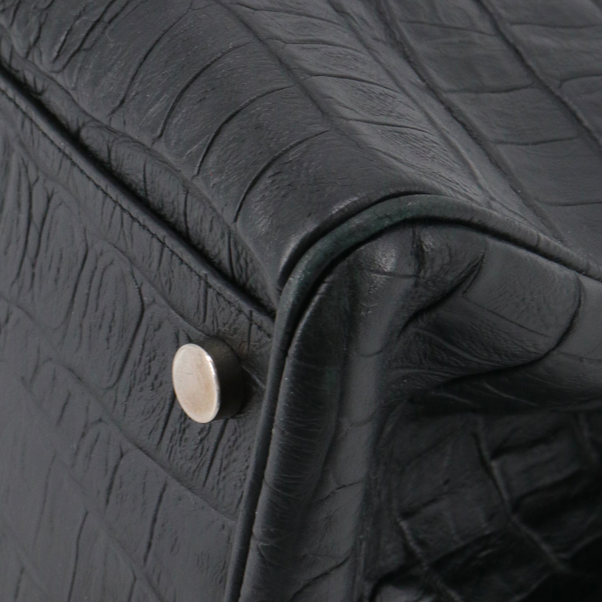 SAINT LAURENT - Sac à main Trois Clous Saint Laurent en cuir embossé croco noir