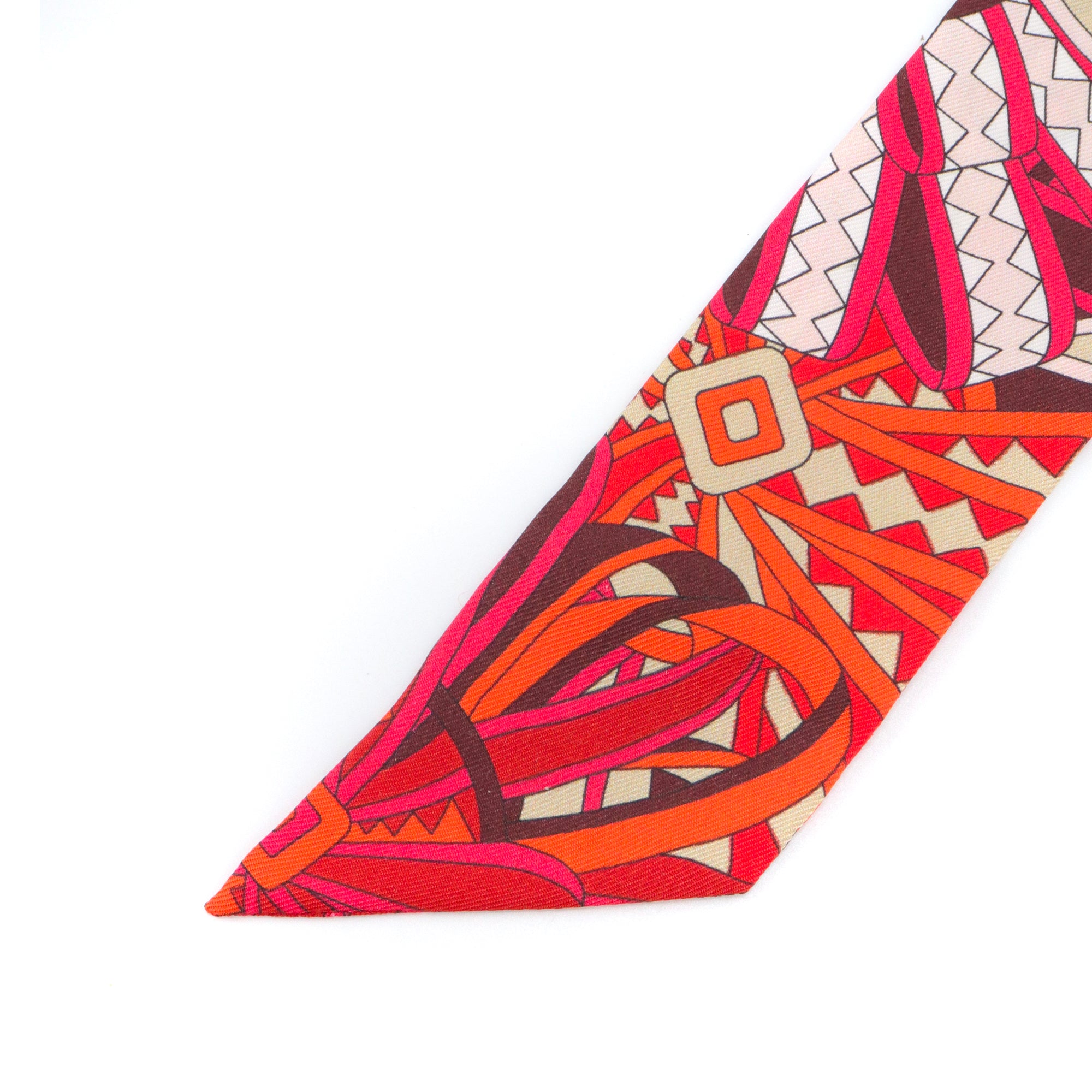 HERMÈS - Twilly Hermès en soie multicolore