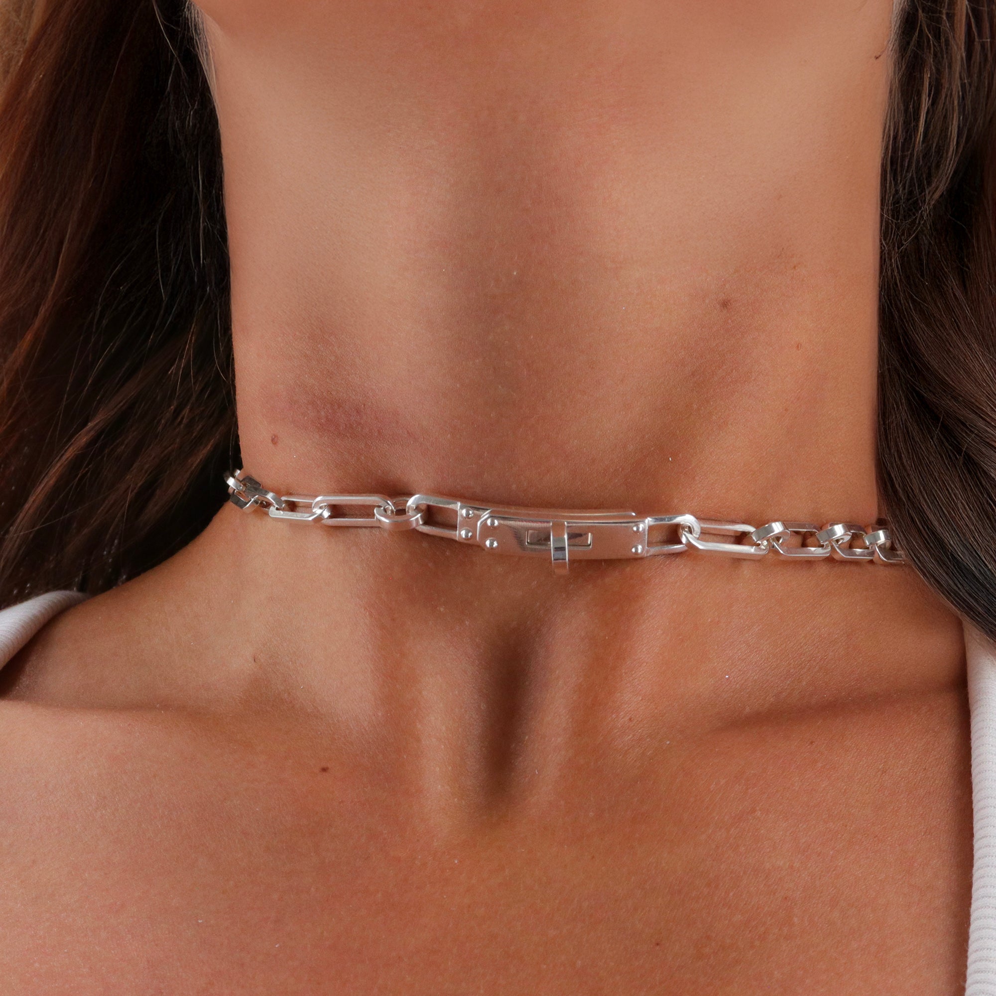 HERMÈS - Bracelet Kelly Chaîne Hermès en argent